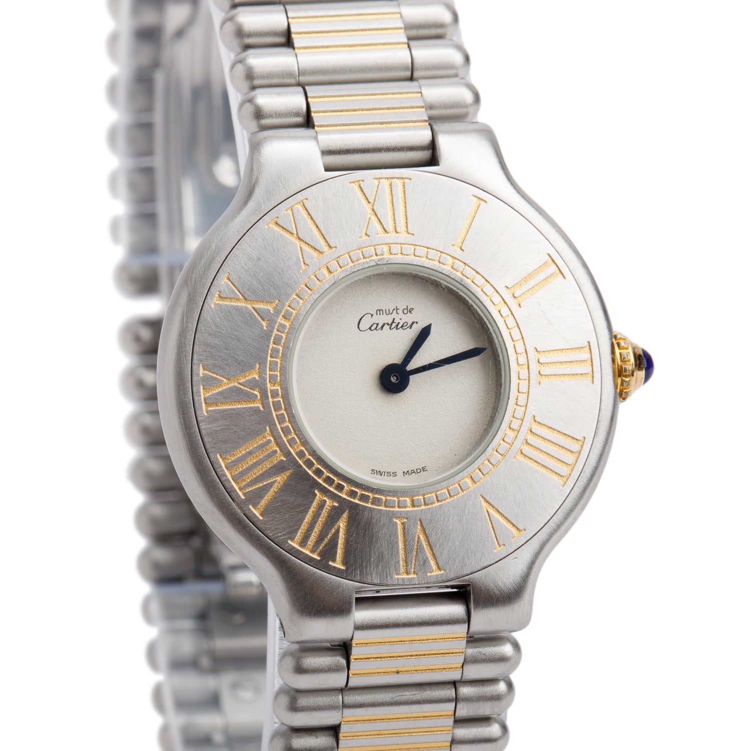 Cartier Stainless Steel & 18k Yellow Gold Plated Must de Cartier 21 28 MM Watch 9011 w/ Box & Papers