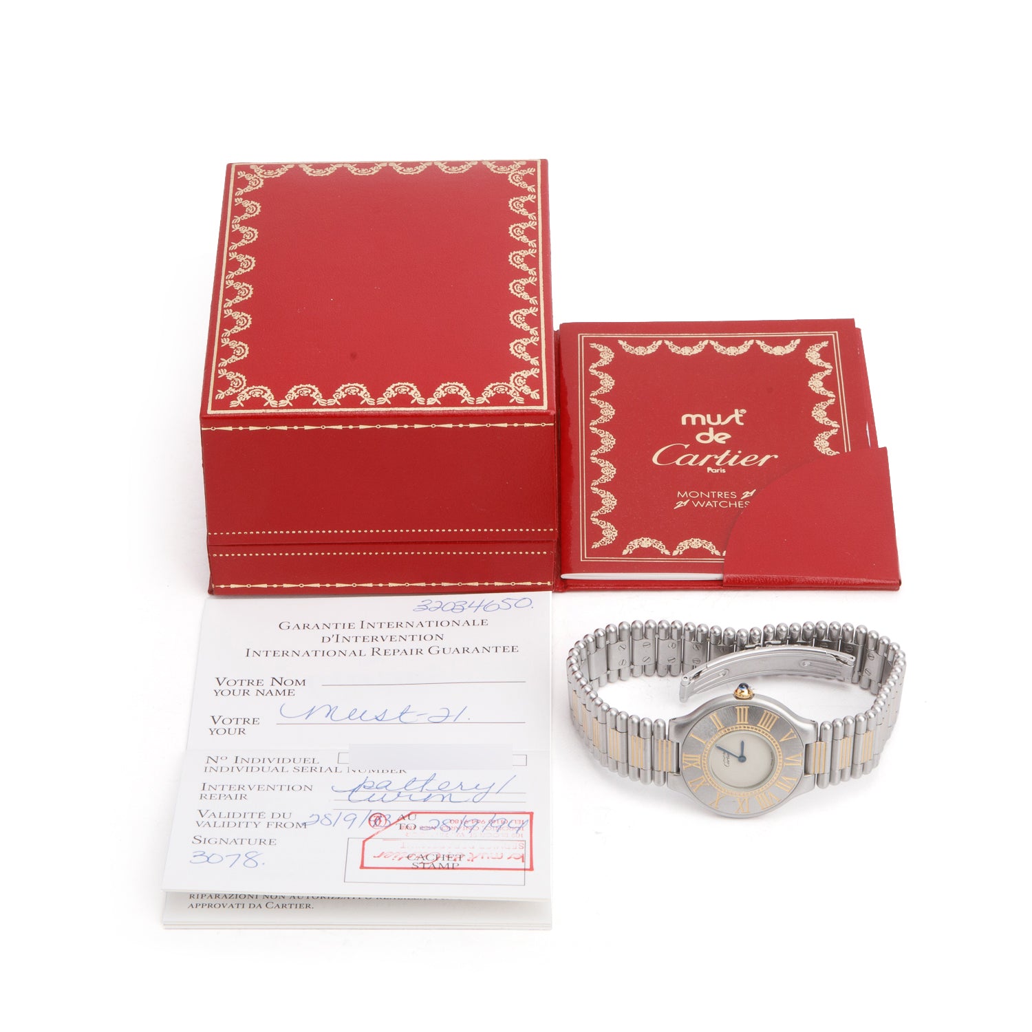 Cartier Stainless Steel & 18k Yellow Gold Plated Must de Cartier 21 31 MM Watch 9011 w/ Box & Papers