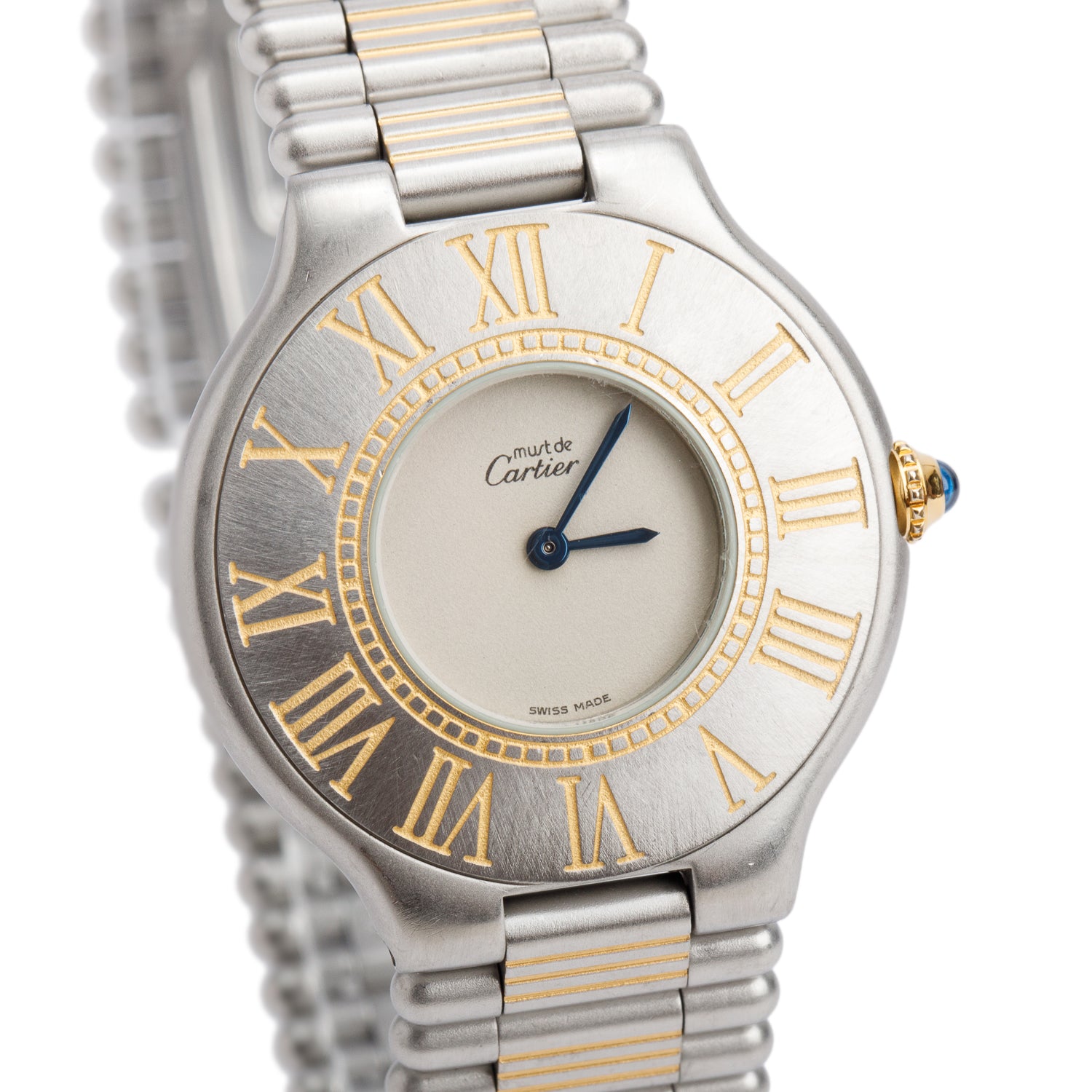 Cartier Stainless Steel & 18k Yellow Gold Plated Must de Cartier 21 31 MM Watch 9011 w/ Box & Papers