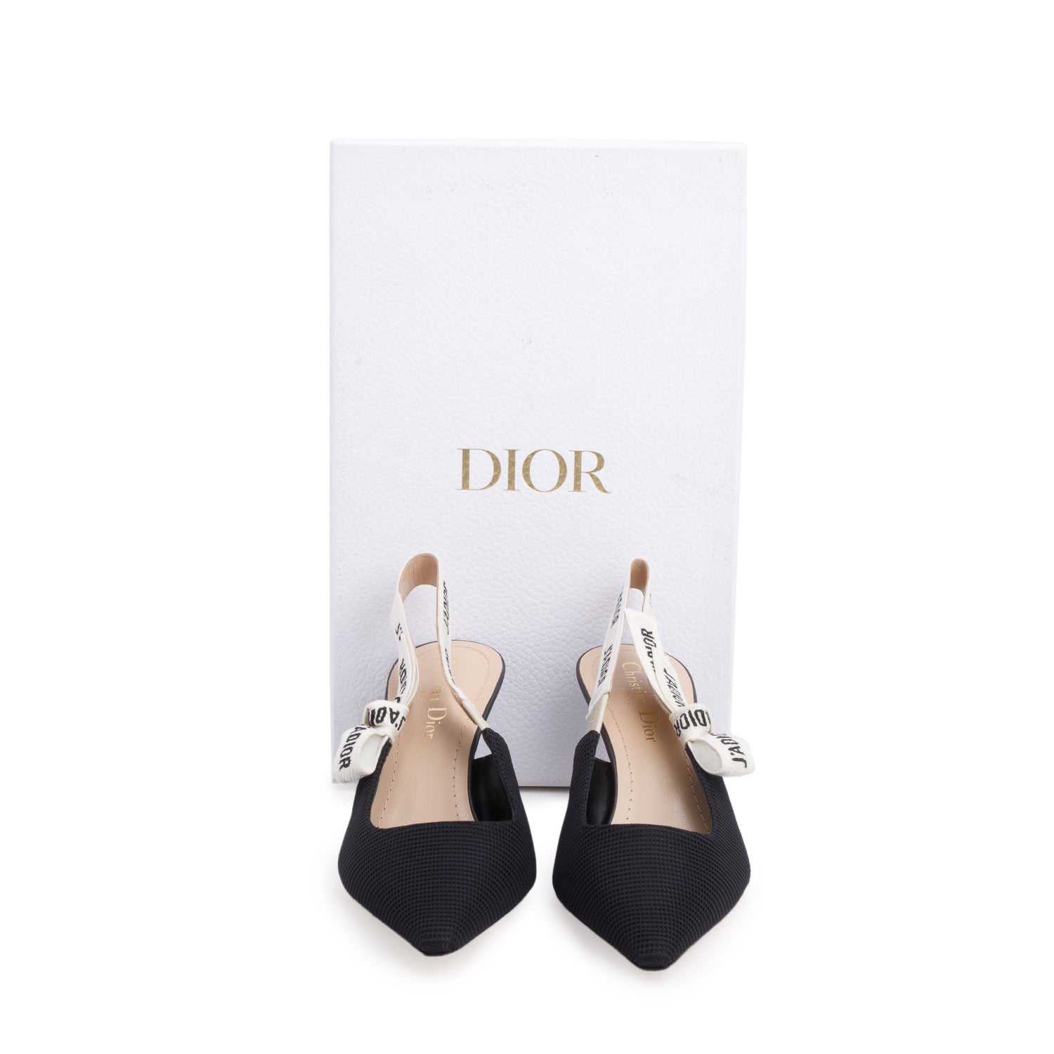 Christian Dior 2022 Black Technical Fabric Ribbon J'Adior Slingback Pumps, Women's Size 36 w/ Box