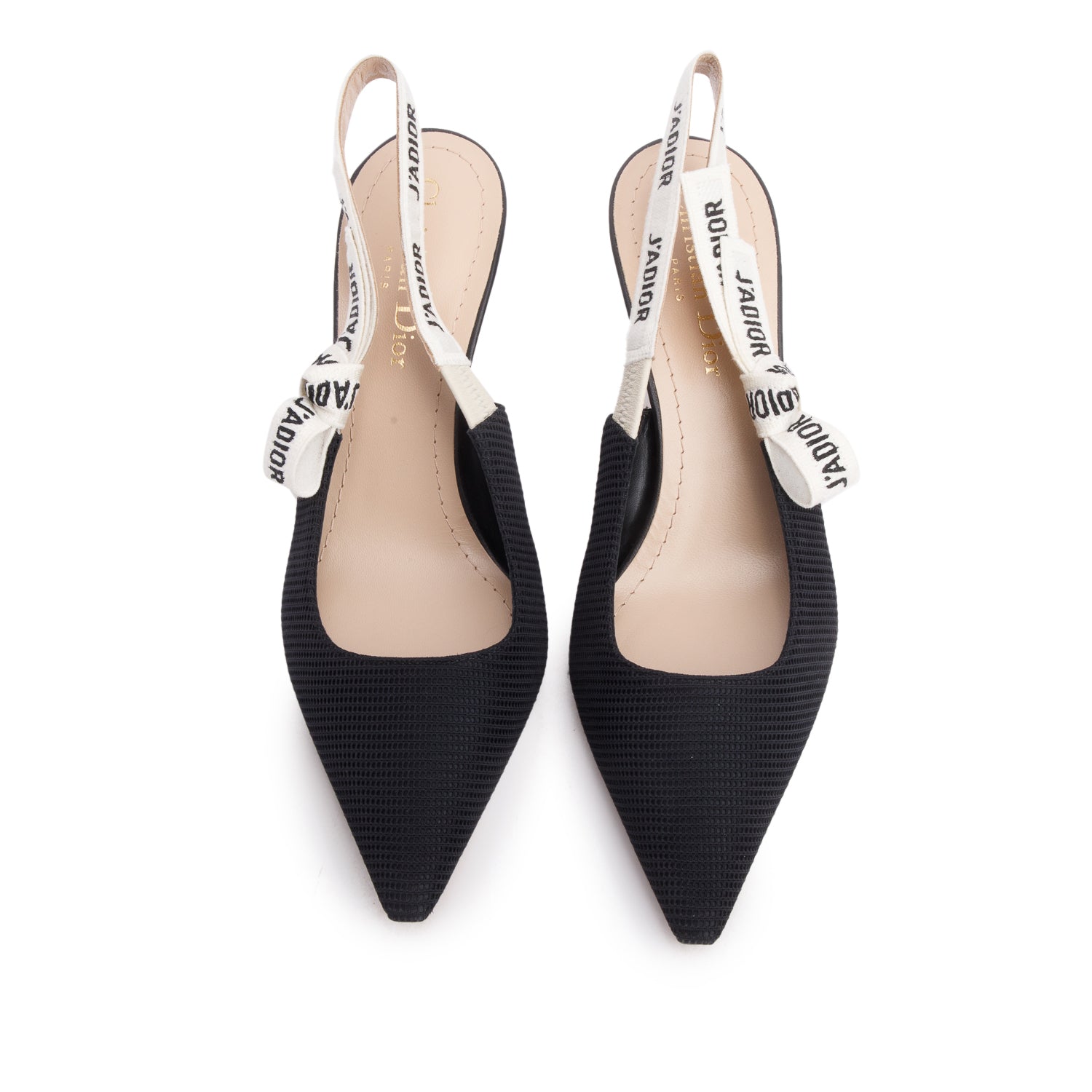 Christian Dior 2022 Black Technical Fabric Ribbon J'Adior Slingback Pumps, Women's Size 36 w/ Box