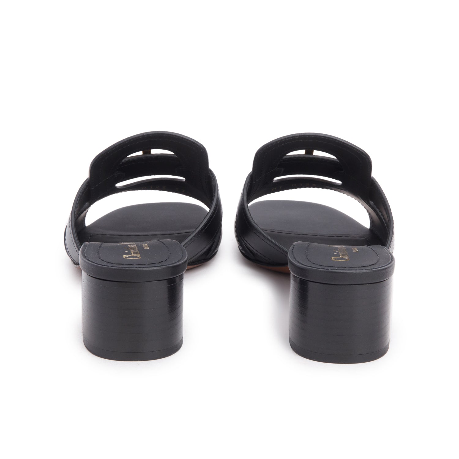 Christian Dior 2023 Black Calfskin 30 Montaigne Heeled Slide, Women's Size 37.5 w/ Box