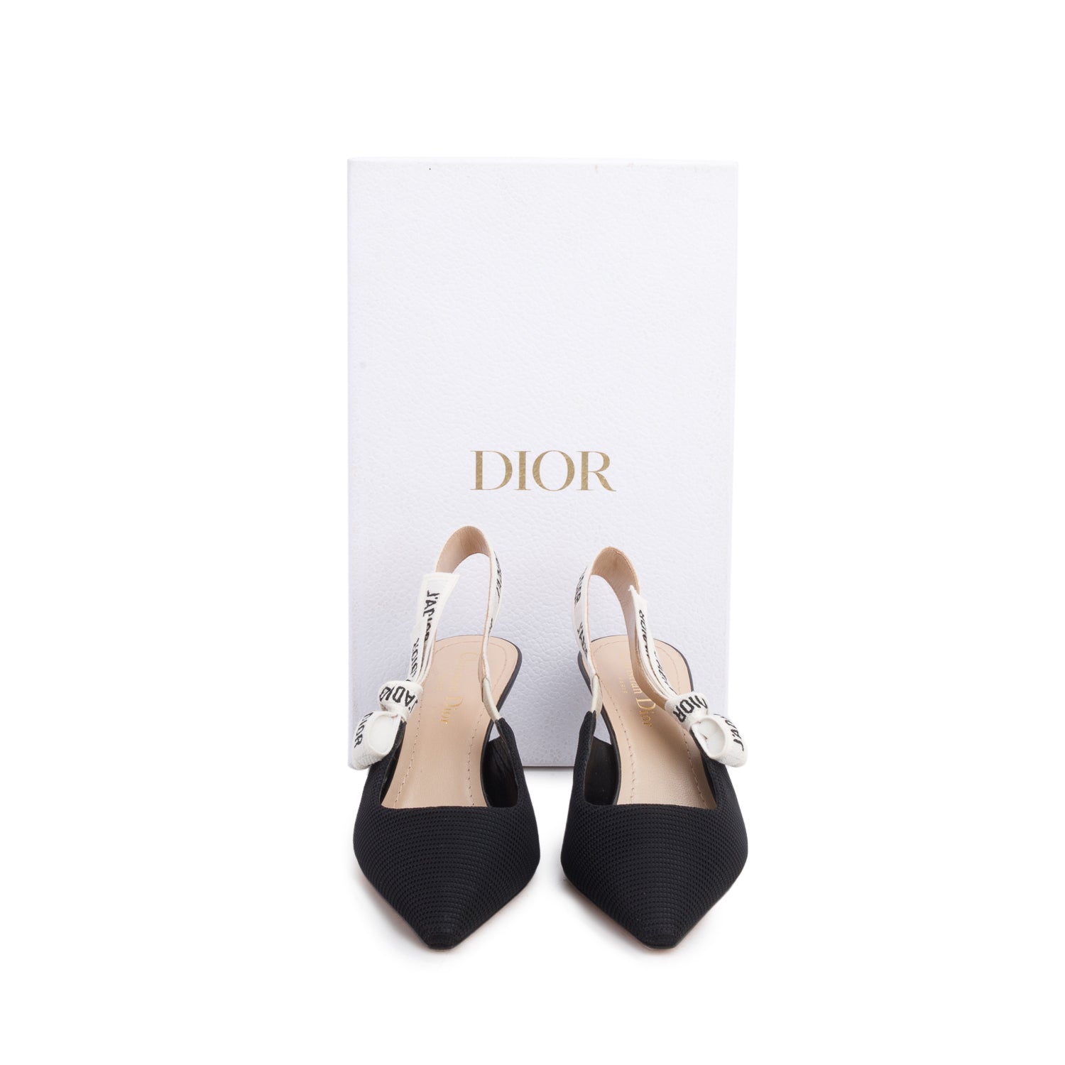 Christian Dior 2023 Black Technical Fabric Ribbon J'Adior Slingback Pumps, Women's Size 36 w/ Box