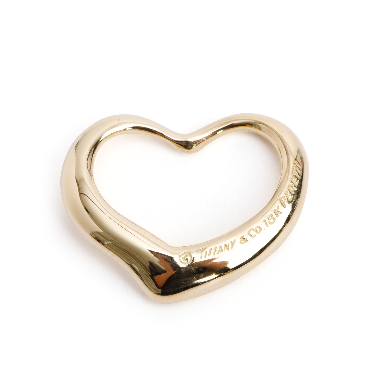 Tiffany & Co. Elsa Peretti 18k Yellow Gold 22 MM Open Heart Pendant