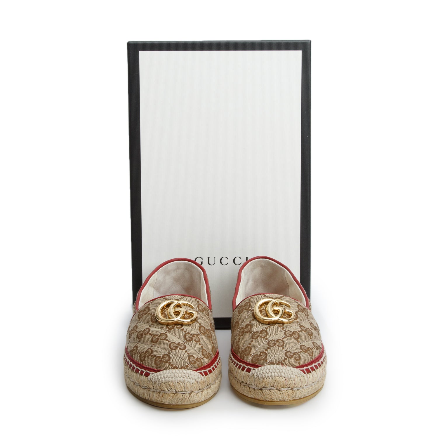 Gucci Beige Monogram Matelasse GG Marmont Espadrilles, Women's Size 37.5 w/ Box
