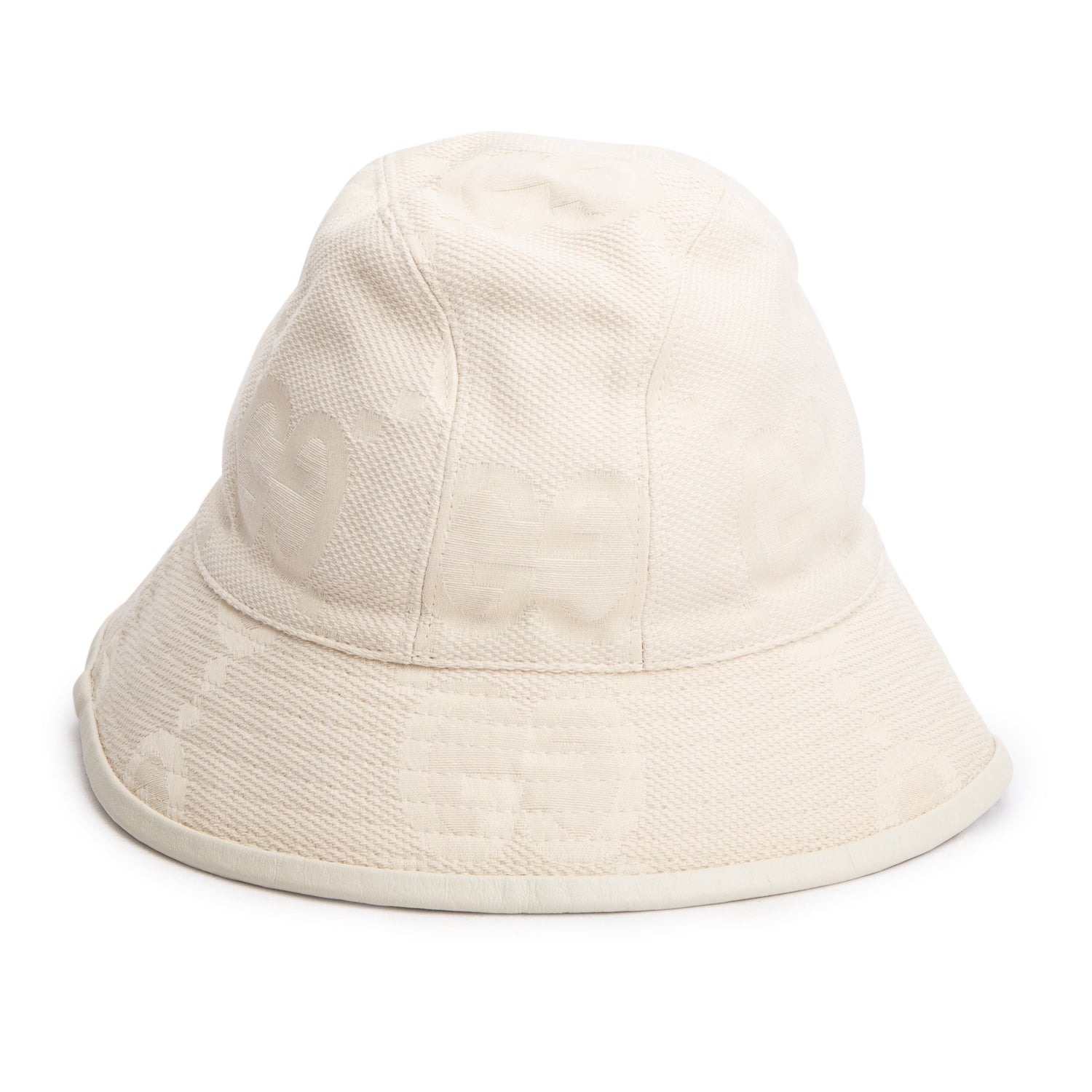 Gucci Cream Monogram Jumbo GG Bucket Hat, Size XS W/ Box