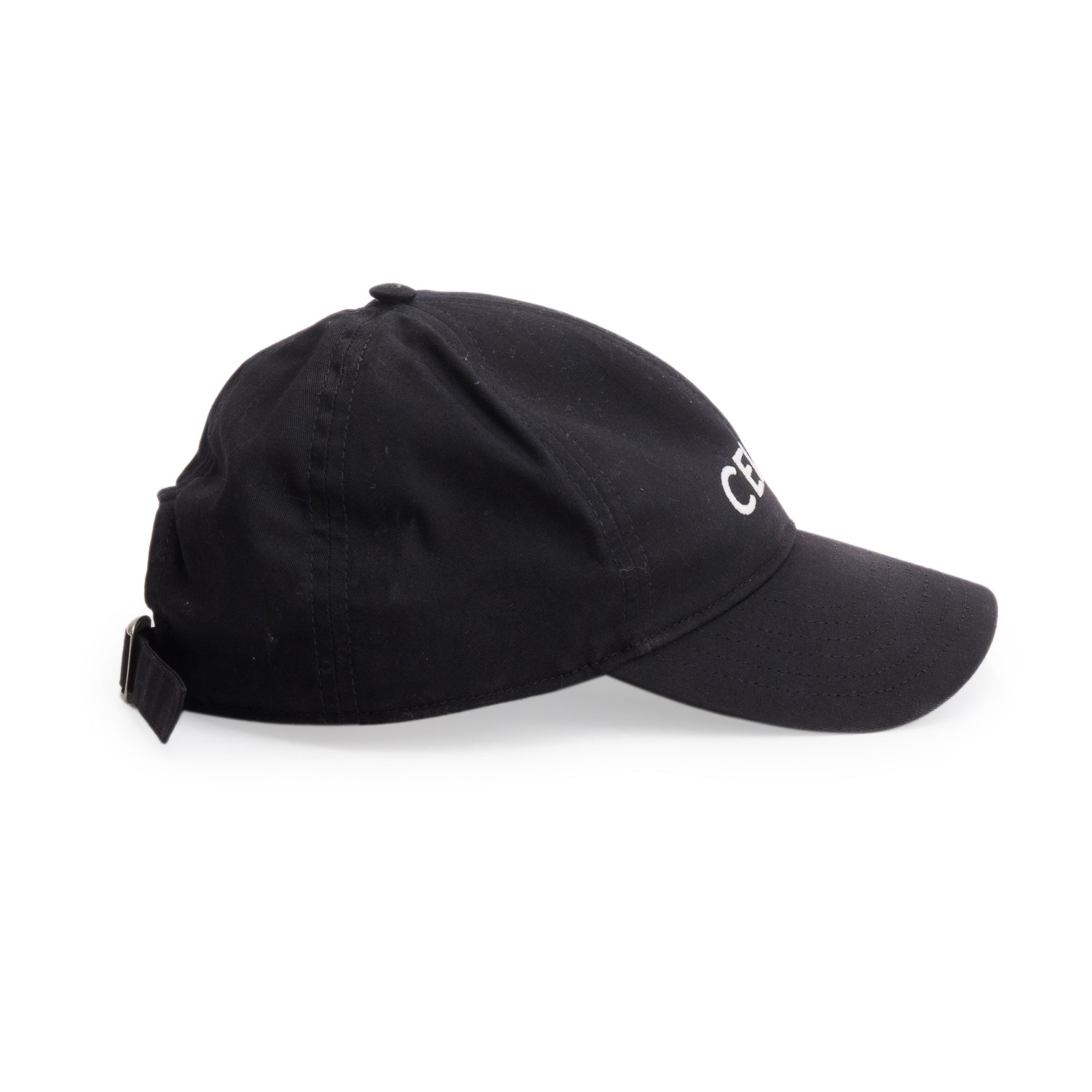 Celine Black Canvas Logo Baseball Cap, Size M