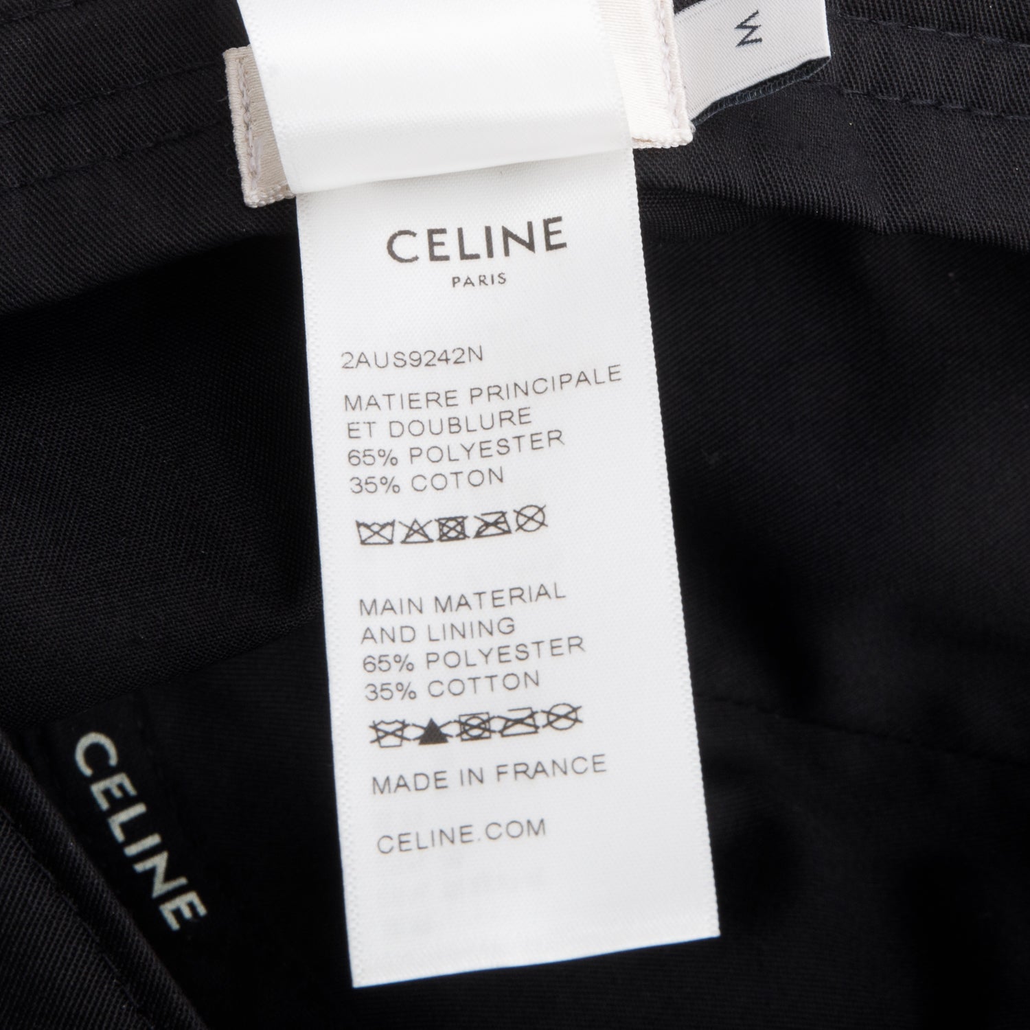 Celine Black Canvas Logo Baseball Cap, Size M