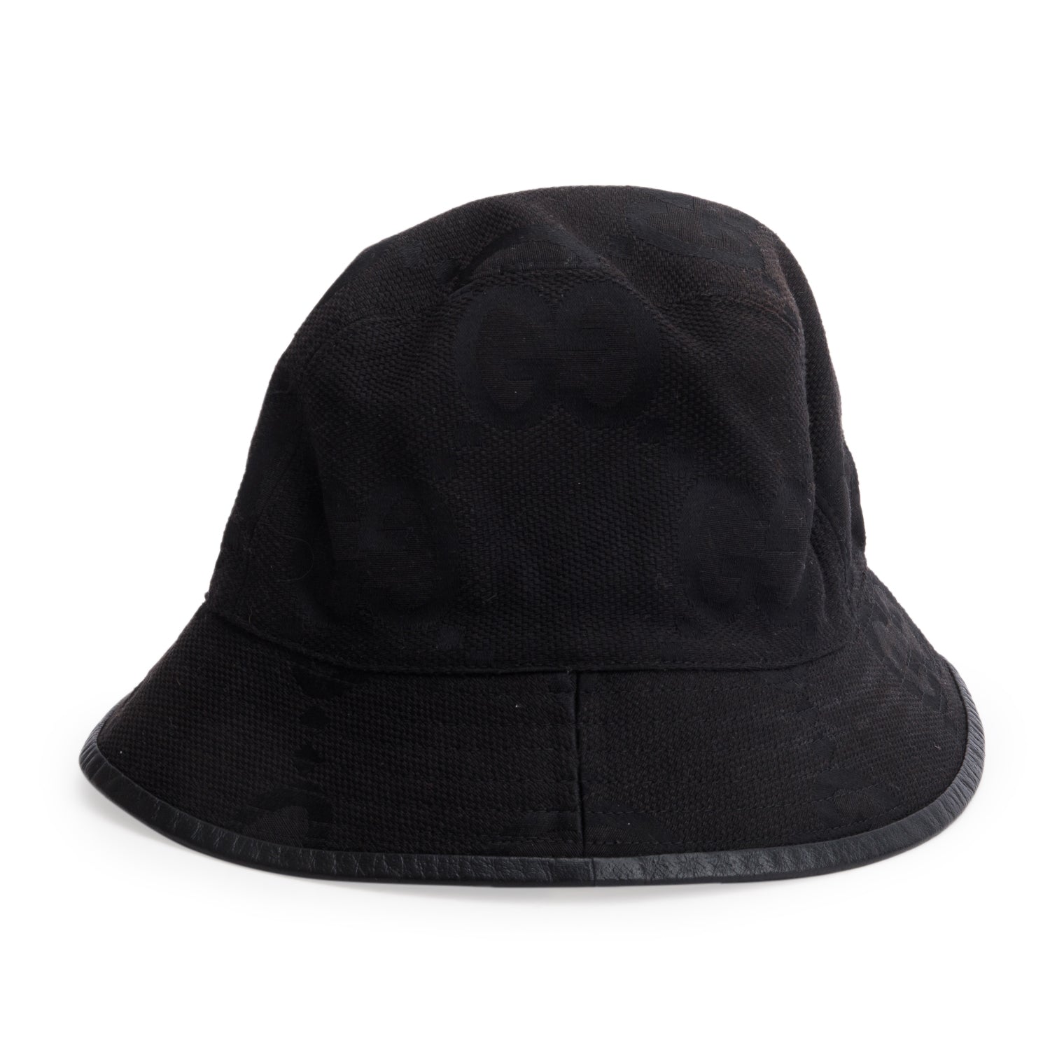 Gucci Black Monogram Jumbo GG Bucket Hat, Size S