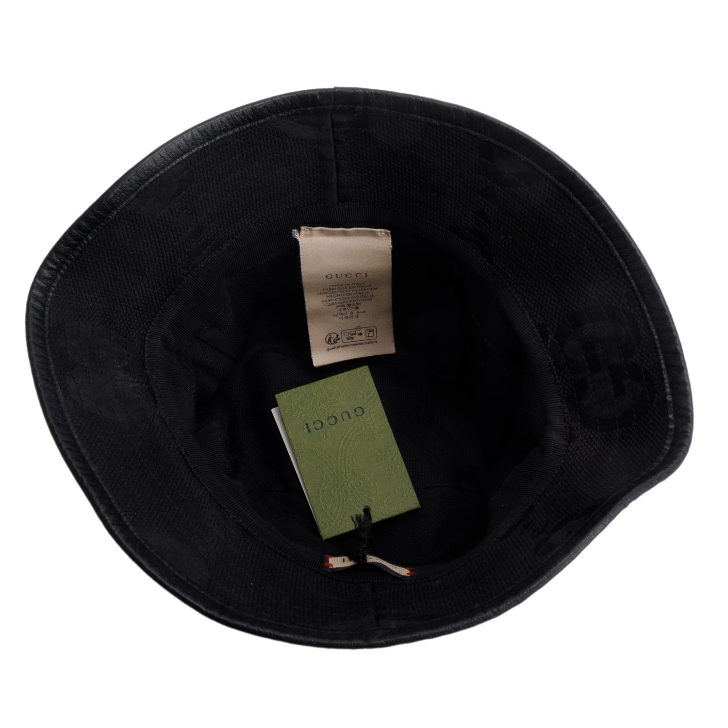 Gucci Black Monogram Jumbo GG Bucket Hat, Size S