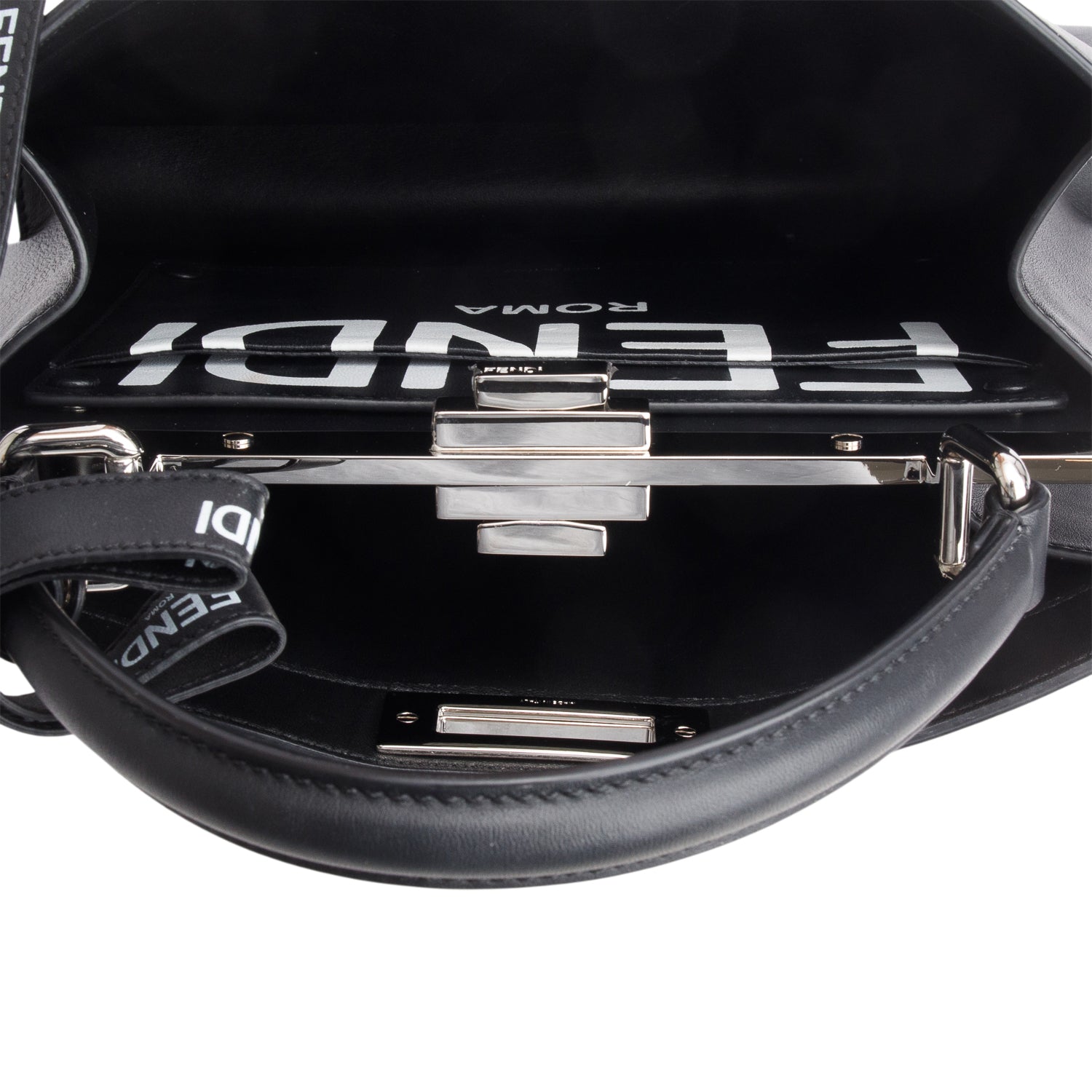 Fendi x Marc Jacobs 2023 Black Vitello Seta Calfskin Medium Peekabook ISeeU w/ Pouch & Strap