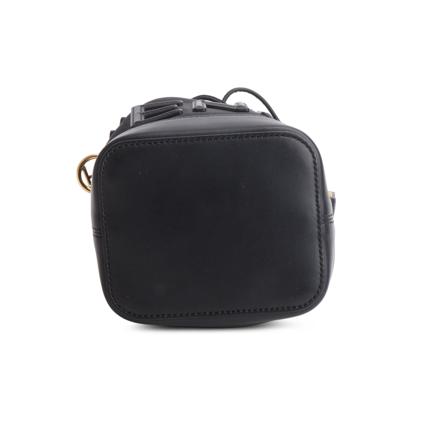 Fendi Black Mesh Vitello King F Logo Embroidered Mini Mon Tresor Bucket Bag