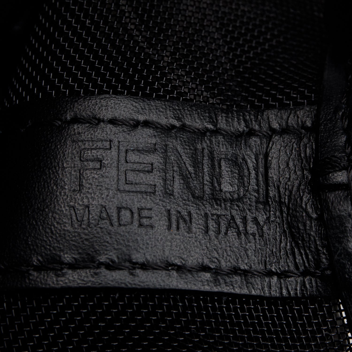 Fendi Black Mesh Vitello King F Logo Embroidered Mini Mon Tresor Bucket Bag