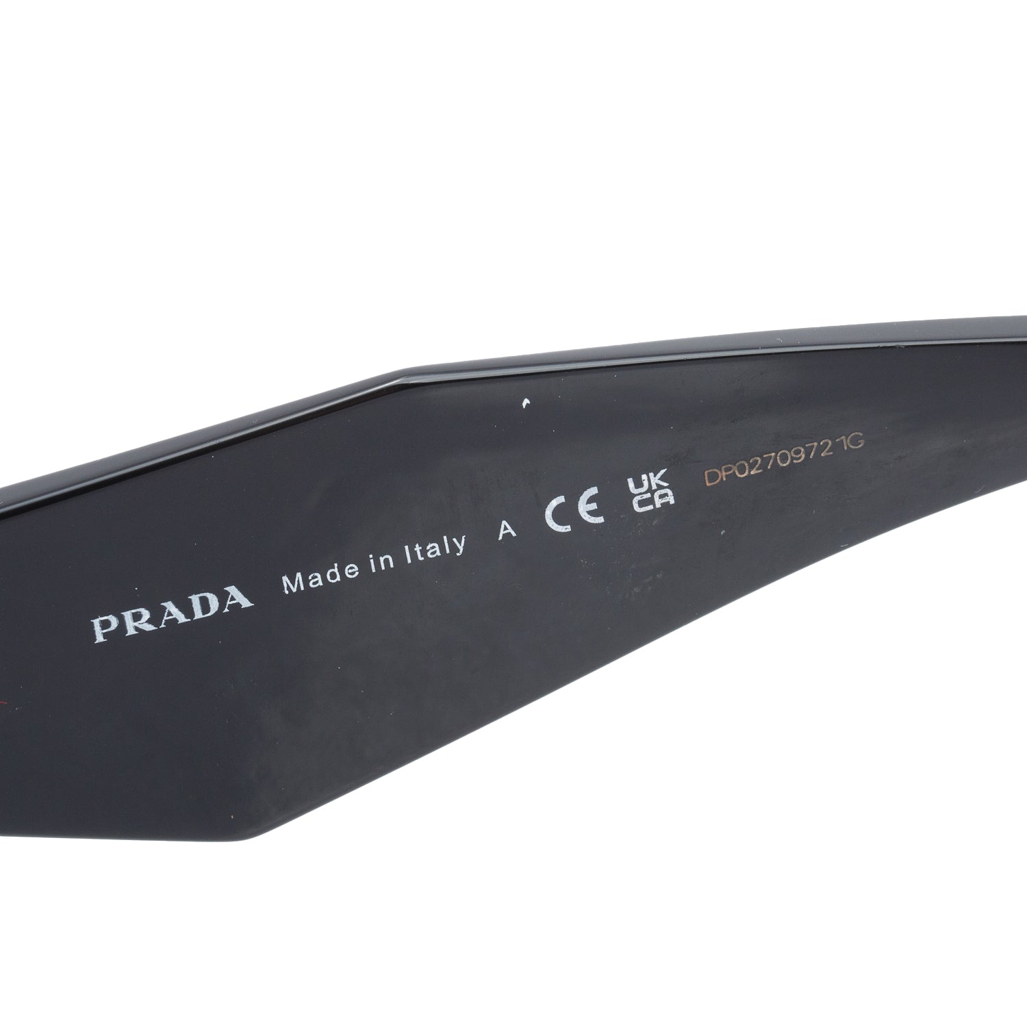 Prada SPR 17W Black Acetate Symbole Rectangular Sunglasses w/ Case