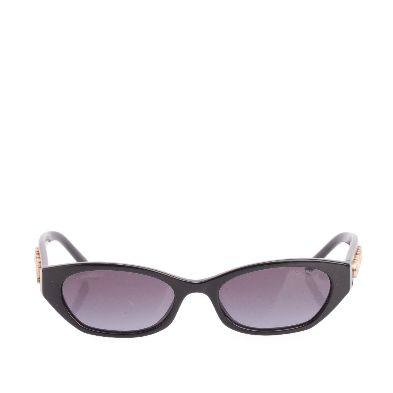 Chanel 71280 Black Acetate Logo Rectangle Sunglasses w/ Case