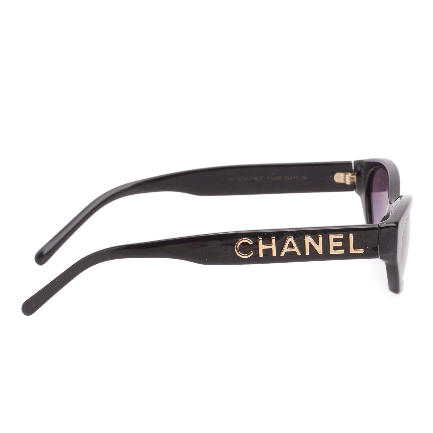 Chanel 71280 Black Acetate Logo Rectangle Sunglasses w/ Case
