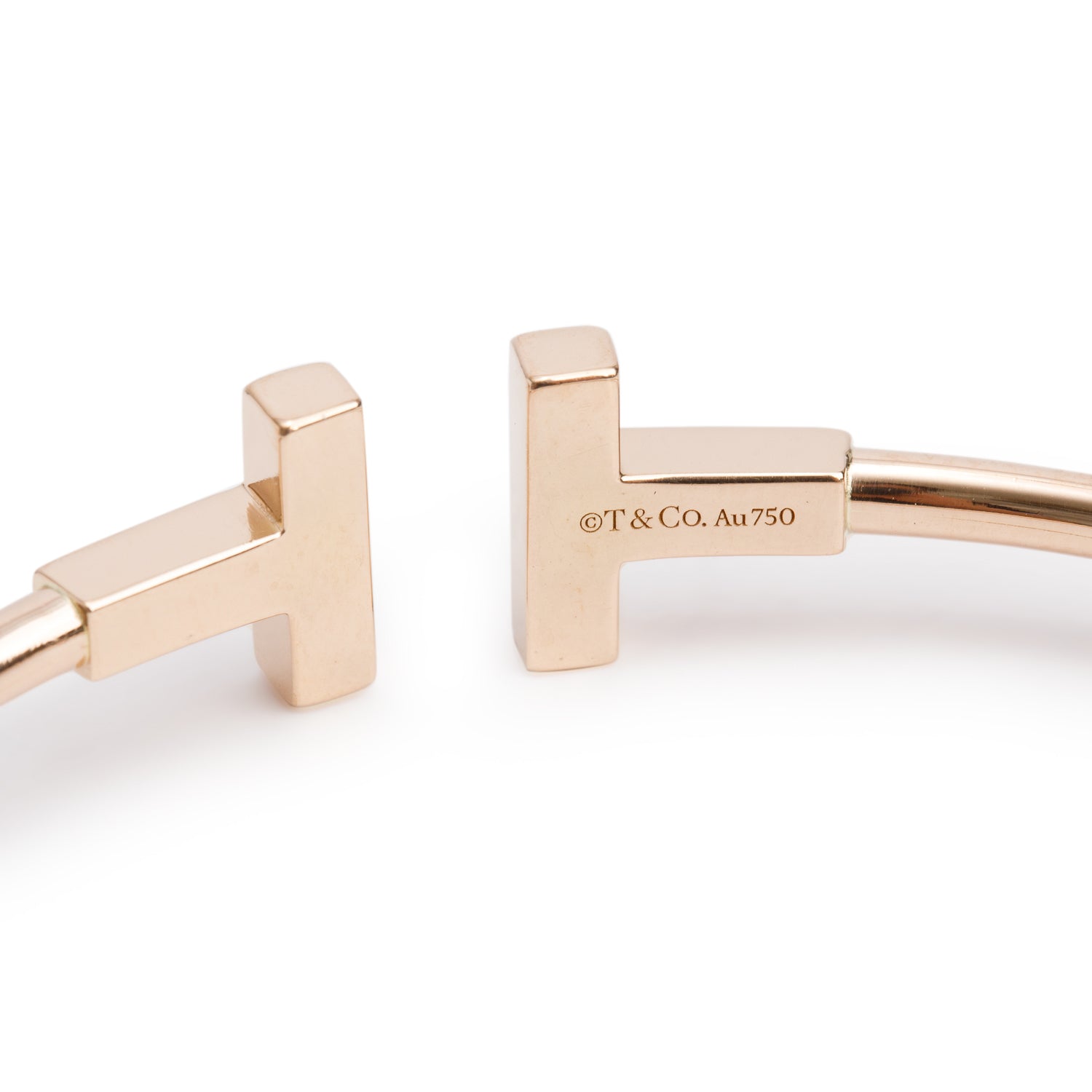 Tiffany & Co. 18k Rose Gold Diamond T Wire Bracelet w/ Box