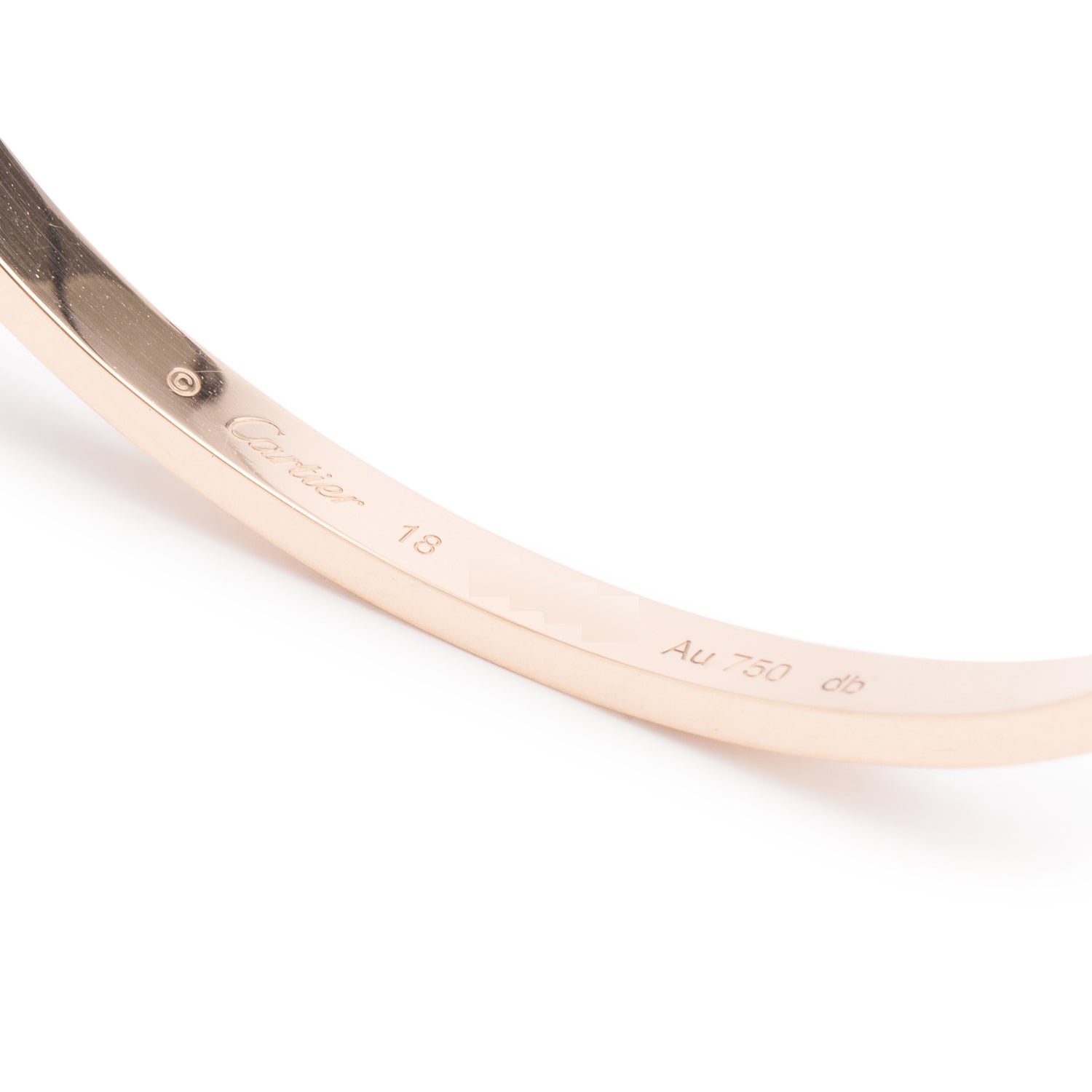 Cartier 18k Rose Gold 10 Diamond Love Bracelet, Small Model, Size 18