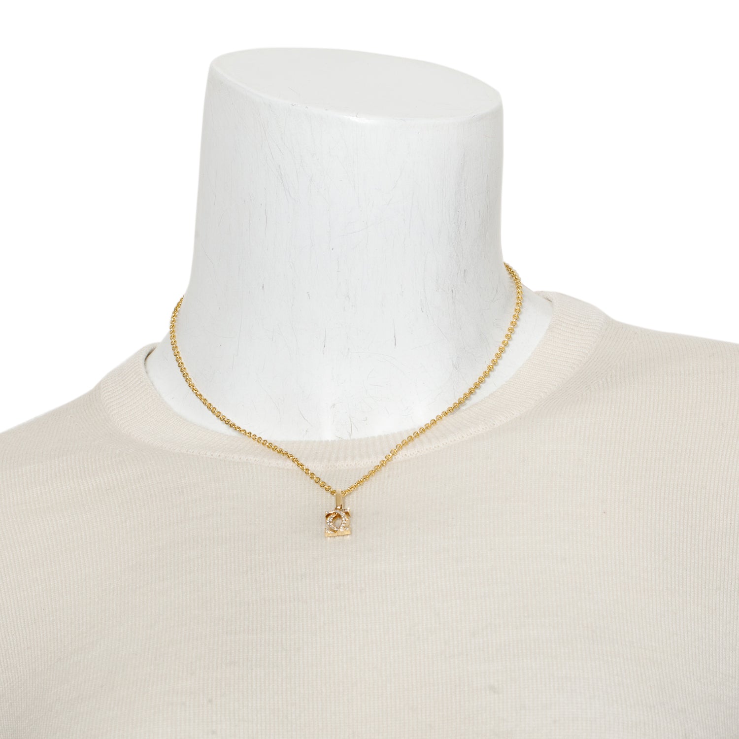 Cartier 18k Yellow Gold Diamond Double C Pendant Necklace w/ Box