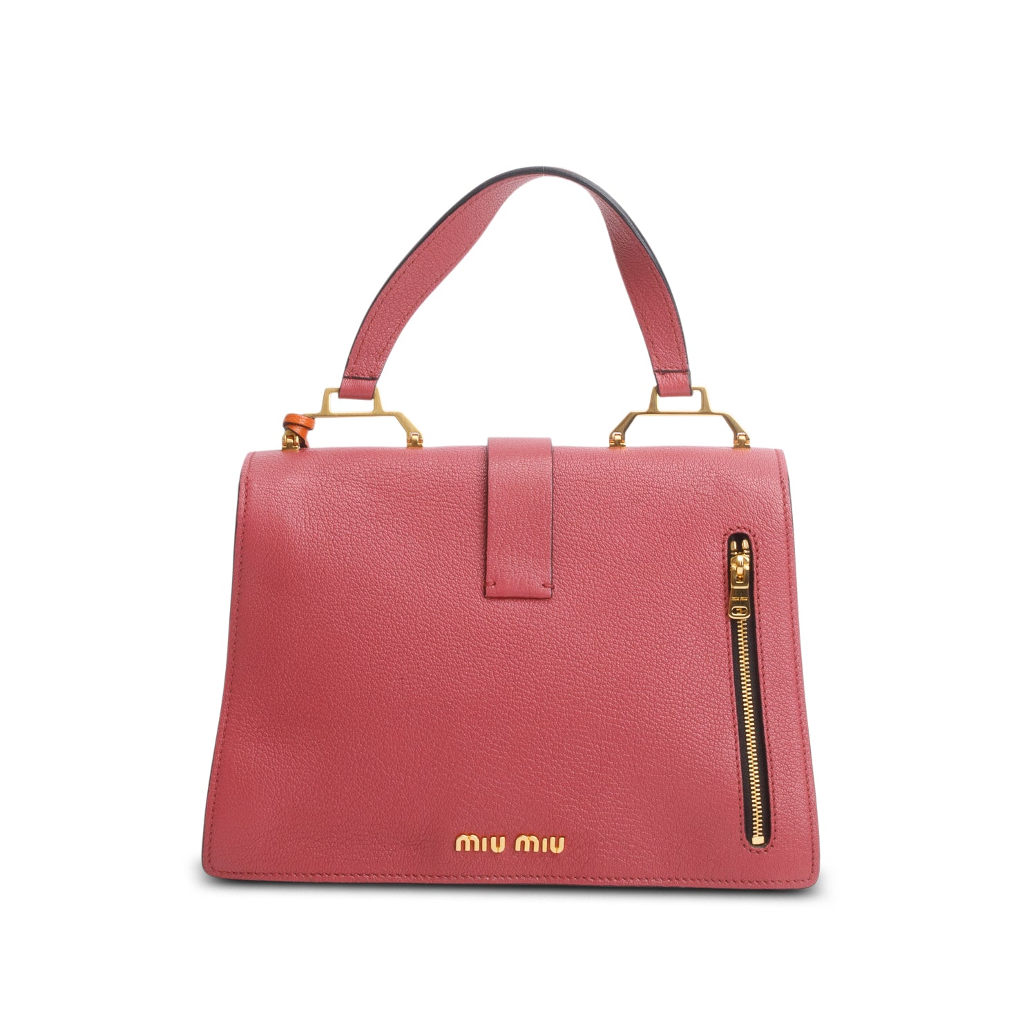 Miu Miu Pink Orange Goatskin Bandoliera Madras Top Handle Bag w/ Authenticity Card