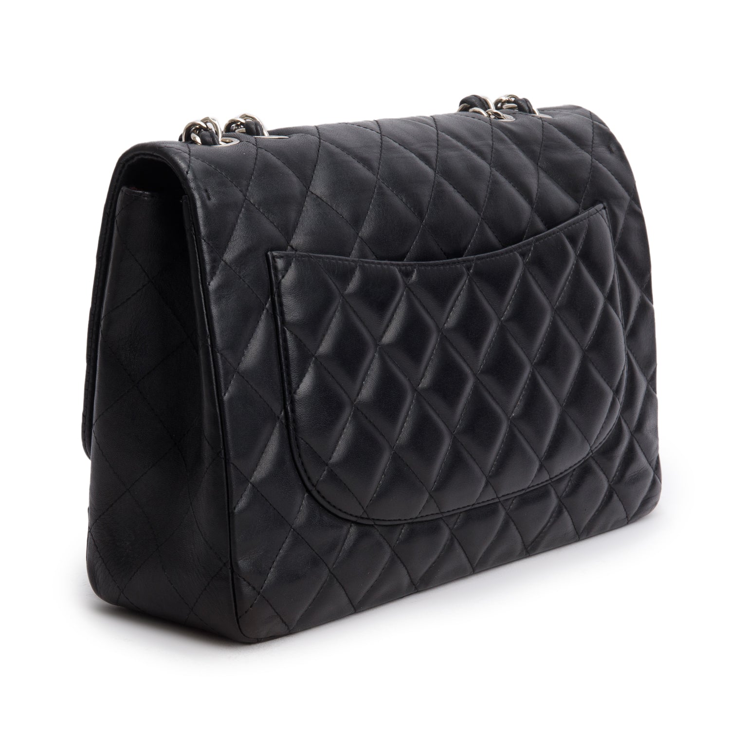 Chanel Black Quilted Lambskin Leather Classic Jumbo Single Flap Bag