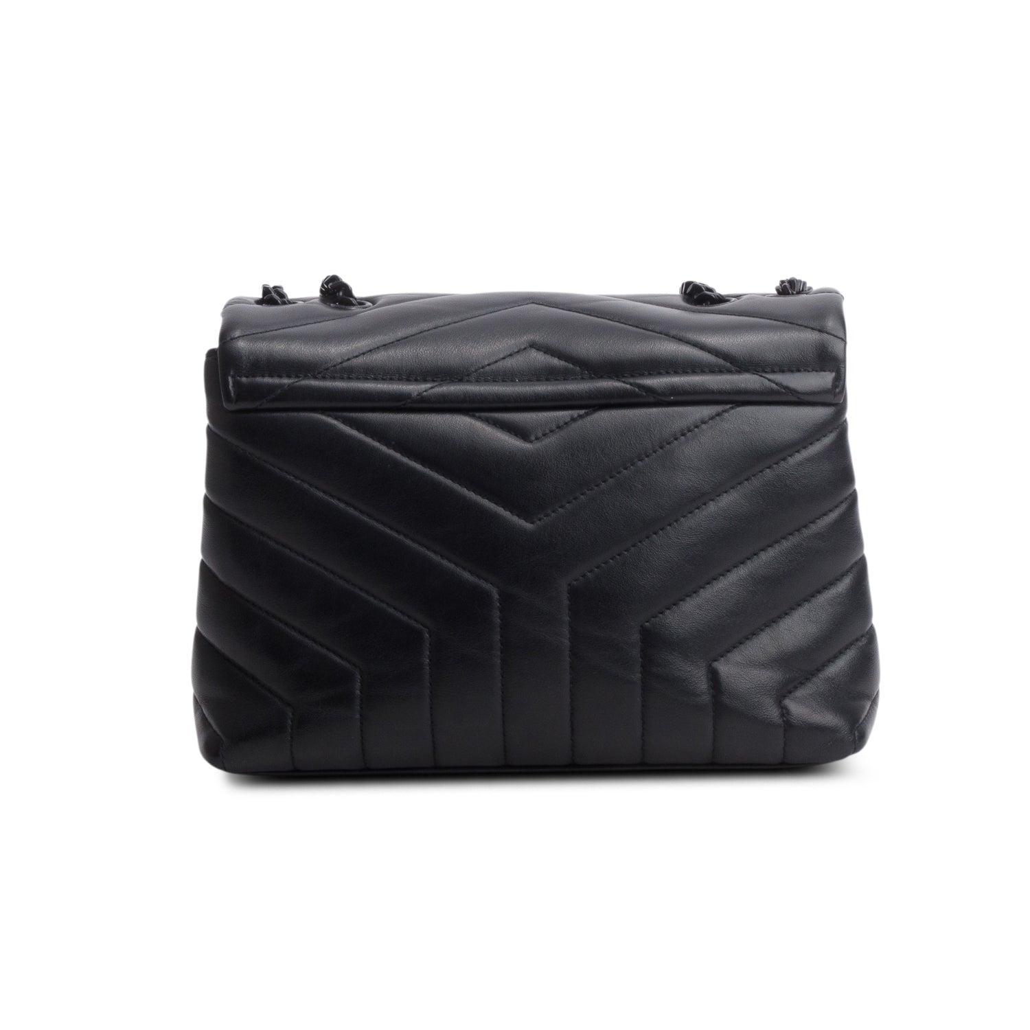 Saint Laurent Black Calfskin Y Quilted Monogram Monochrome Small Loulou Chain Satchel