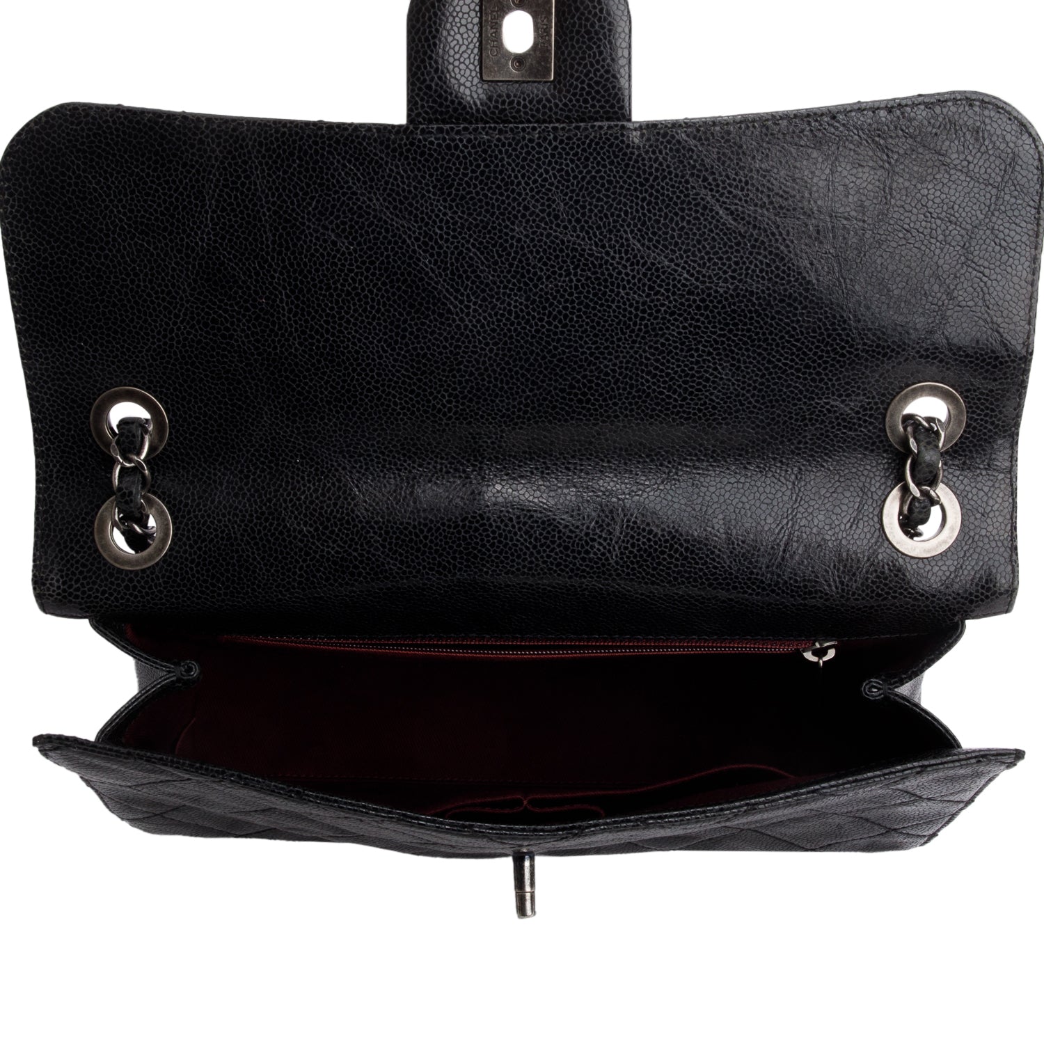 Chanel Black Crumpled Grained Calfskin Medium CC Crave Flap w/ Authenticity Card