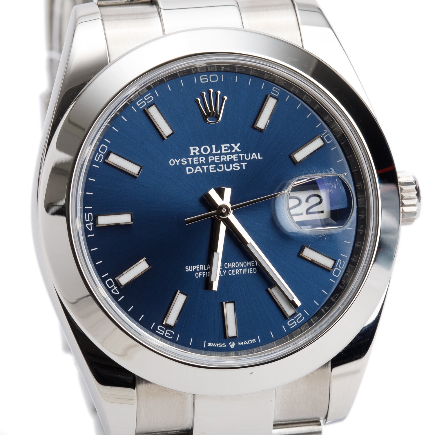 Rolex Stainless Steel Datejust 41 MM Automatic Watch Blue Dial 126300