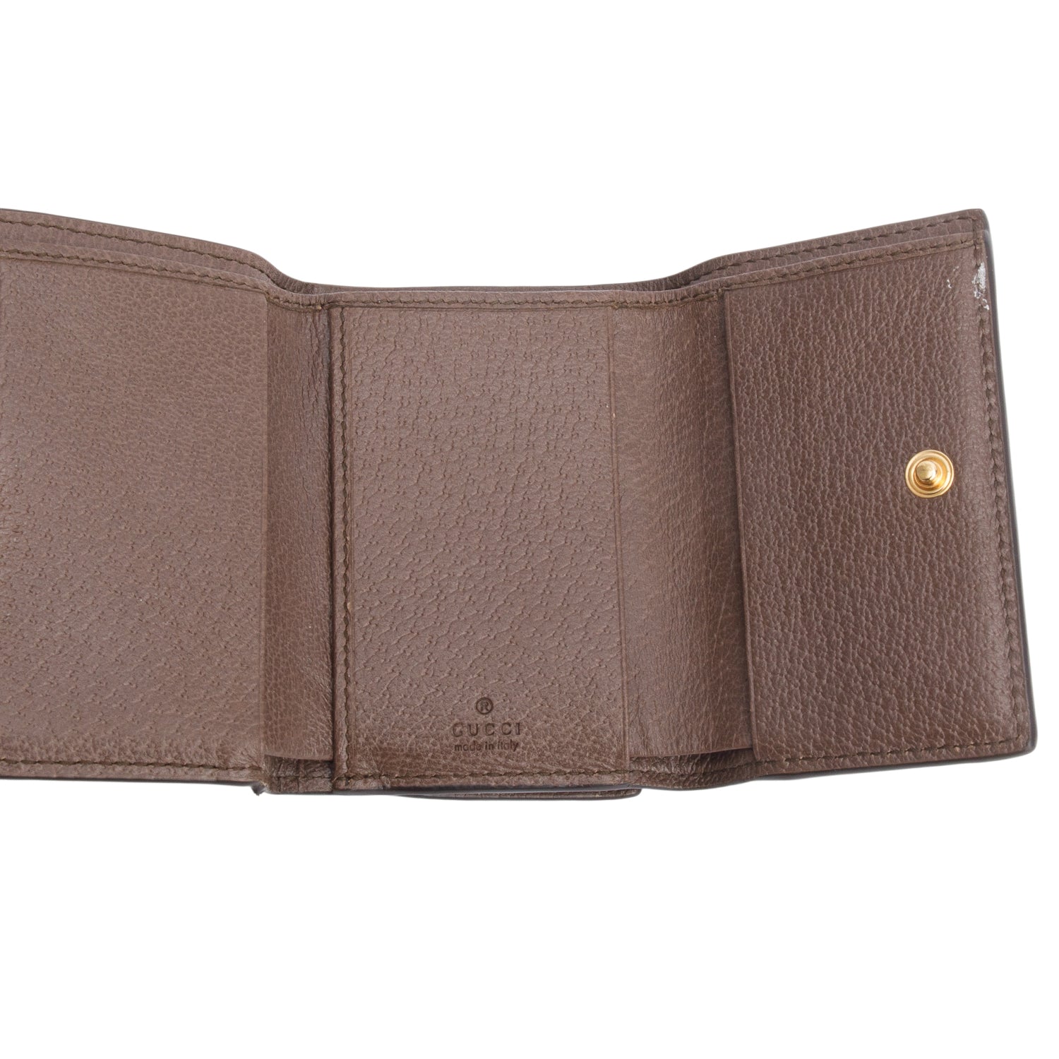Gucci Brown GG Supreme Textured Calfskin Web Ophidia Card Case w/ Box