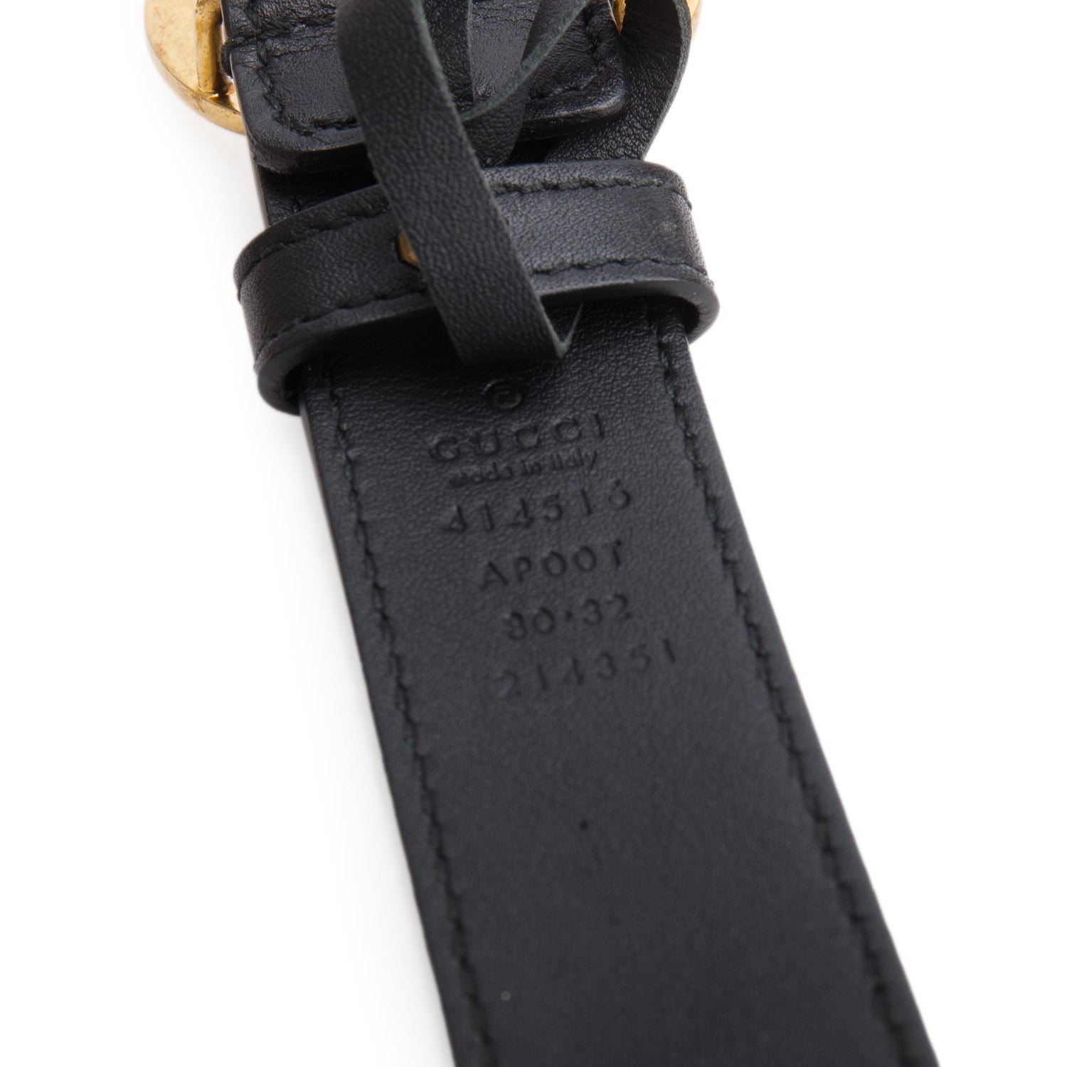 Gucci Black Leather GG Marmont Thin Belt 80 32 w/ Box