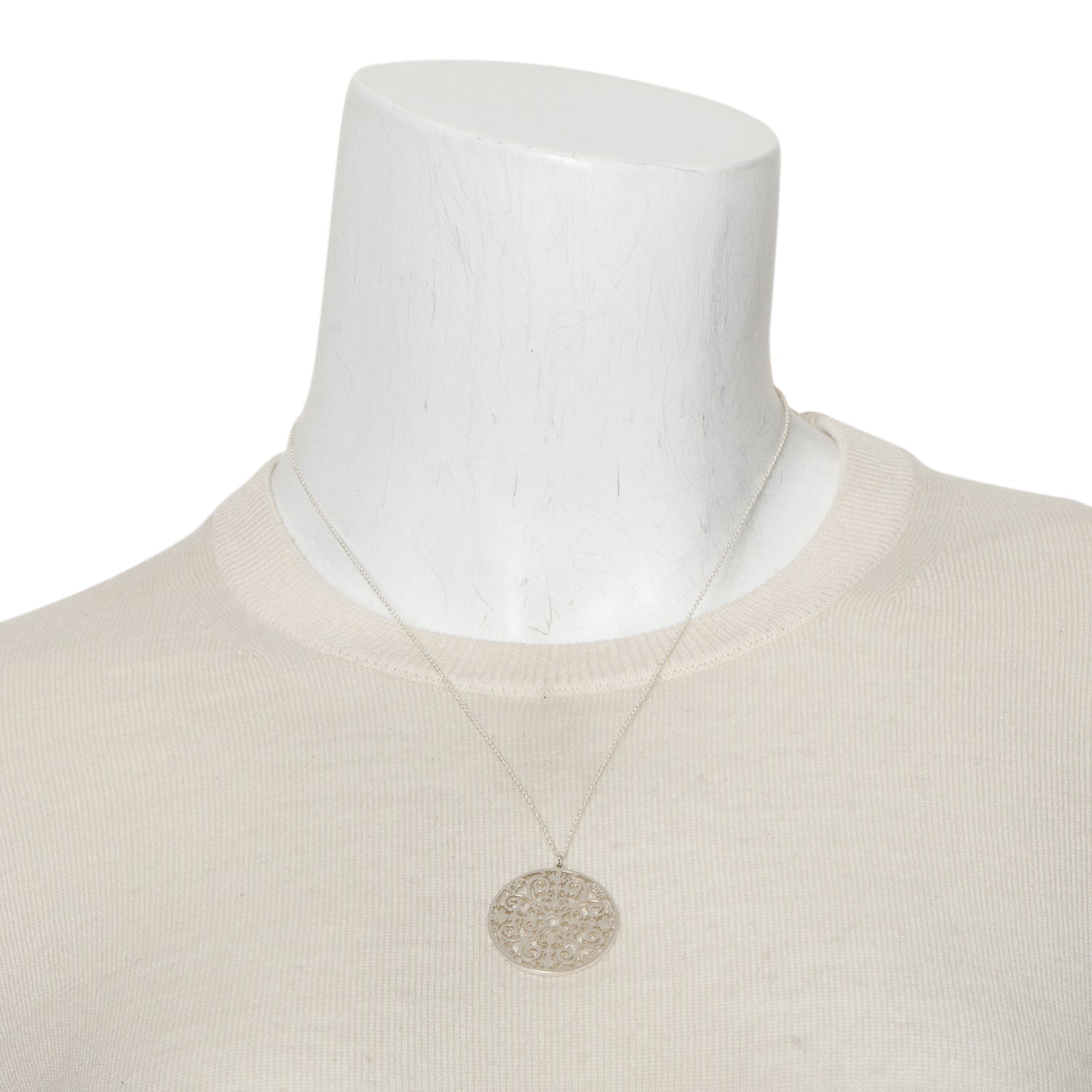 Tiffany & Co. Sterling Silver Enchant Round Filigree Pendant Necklace