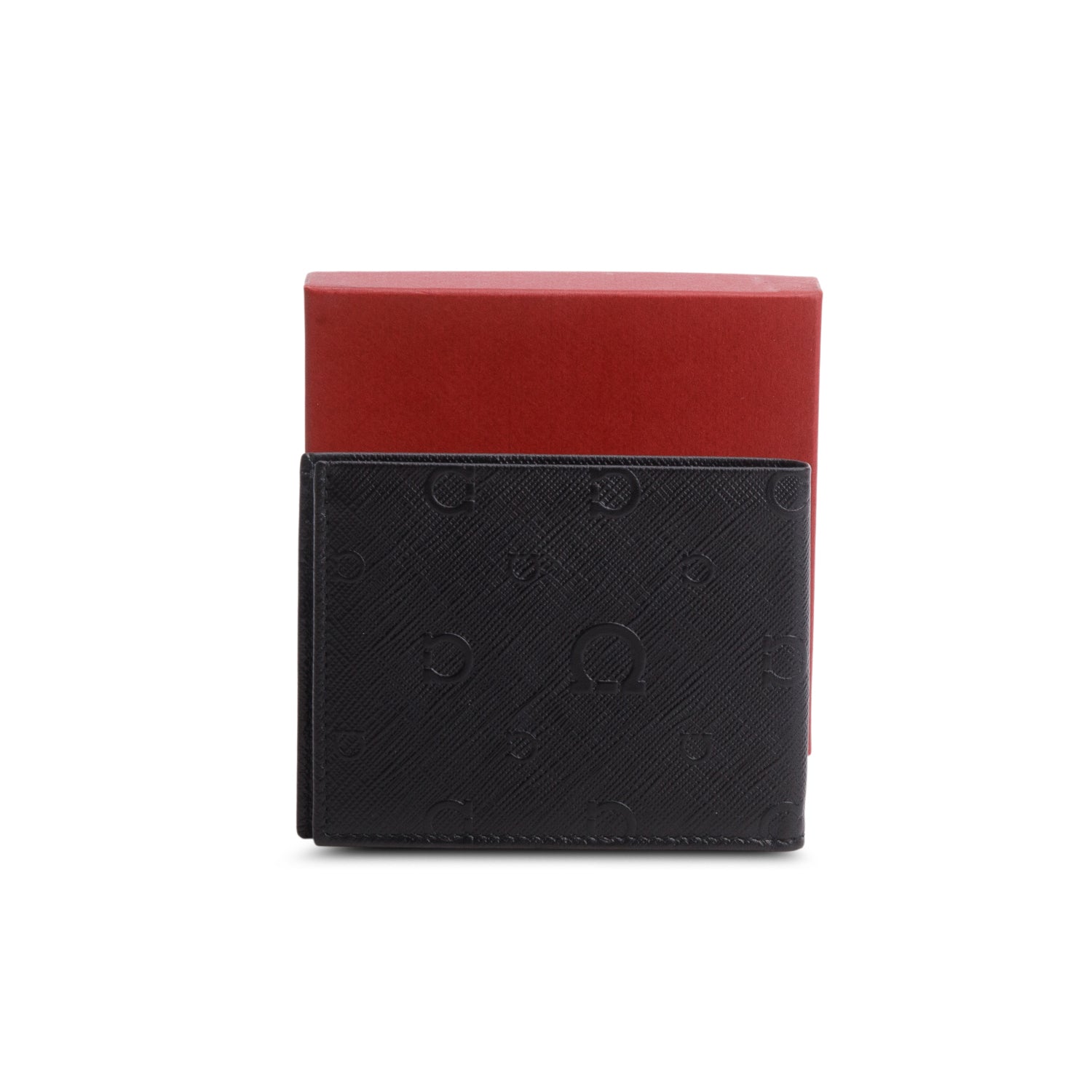 Ferragamo Black Hammered Calfskin Monogram Wallet w/ Box