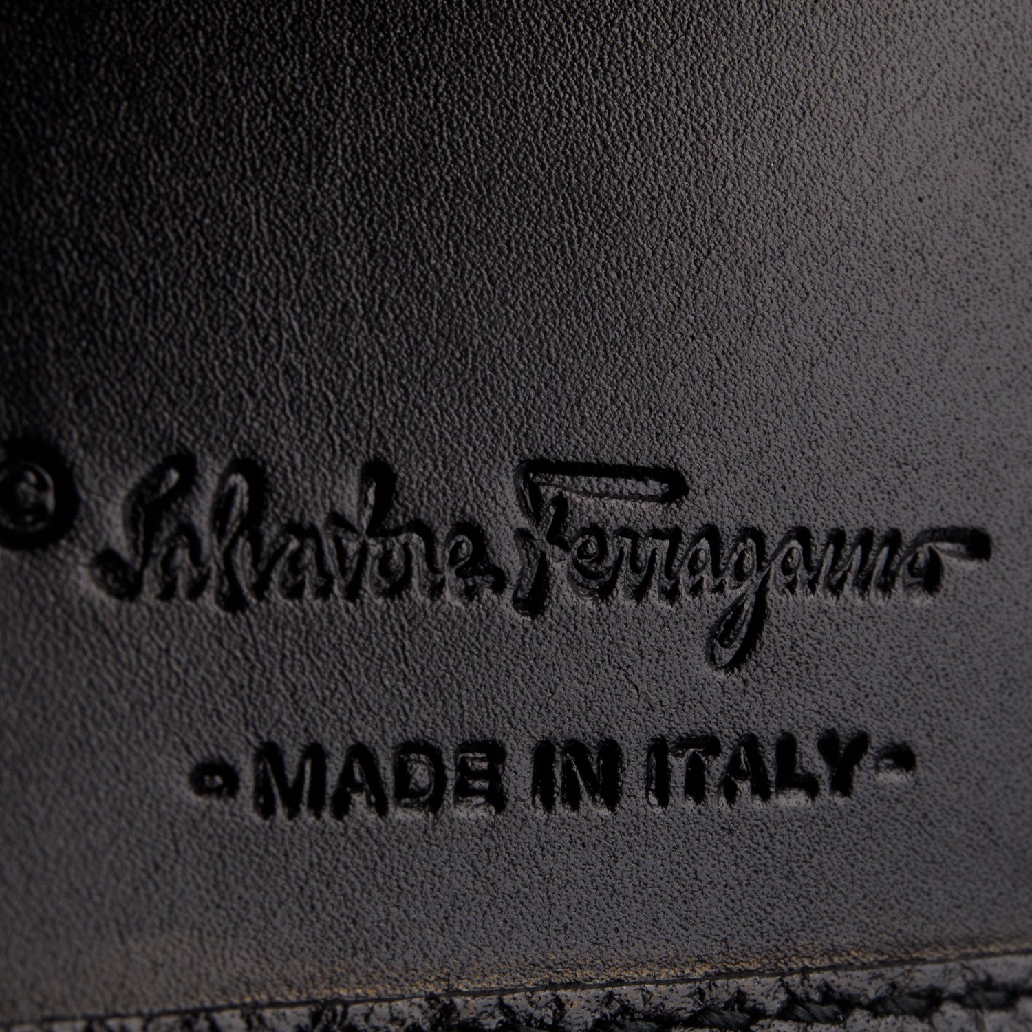 Ferragamo Black Hammered Calfskin Monogram Wallet w/ Box