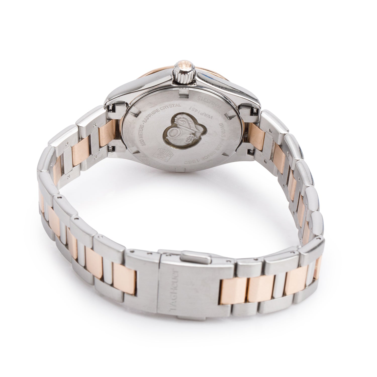Tag Heuer Stainless Steel & 18 Rose Gold Aquaracer 27 MM Quartz Watch Diamond Mother of Pearl Dial WAP1451