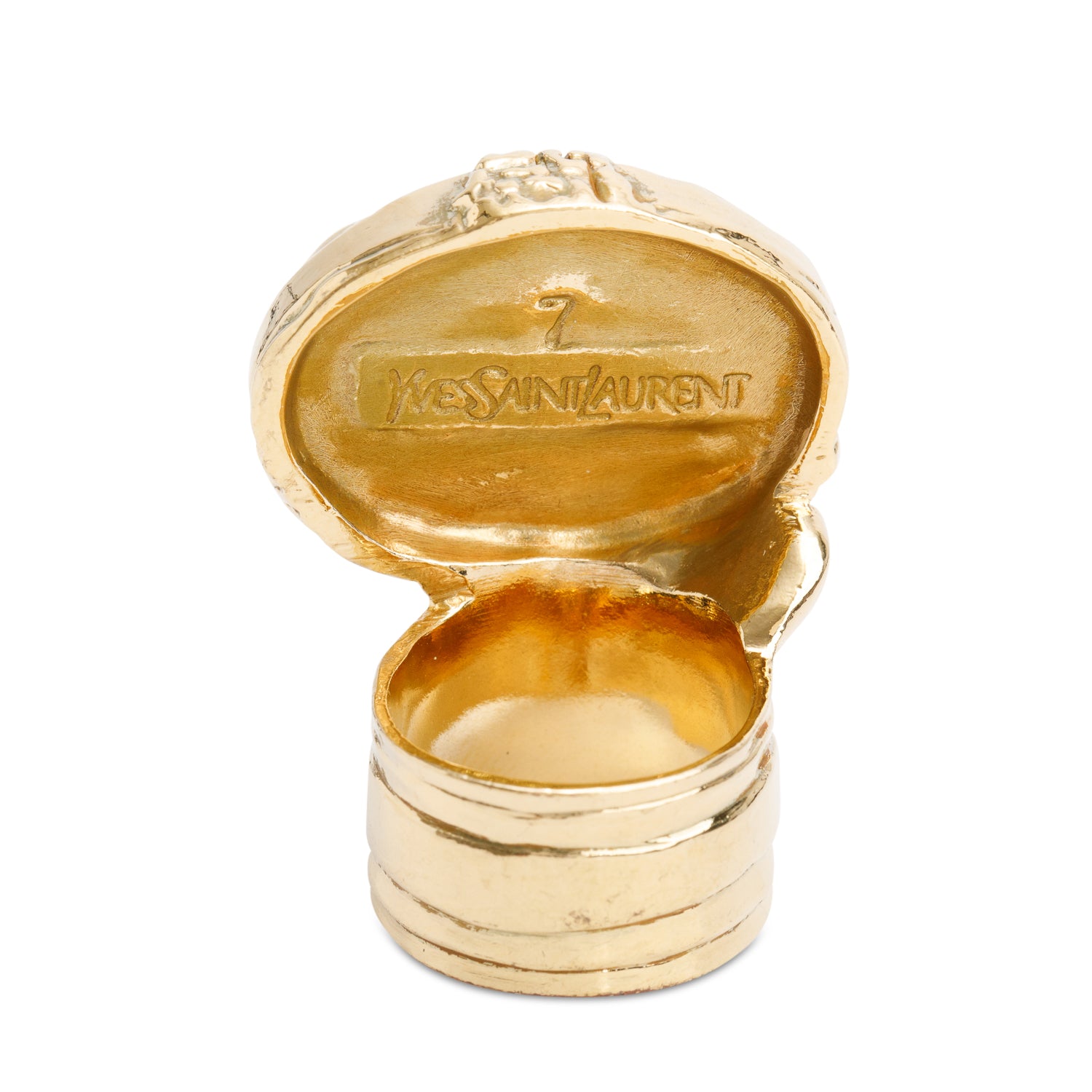 Saint Laurent Gold Plated Blue Resin Arty Ring, Size 7