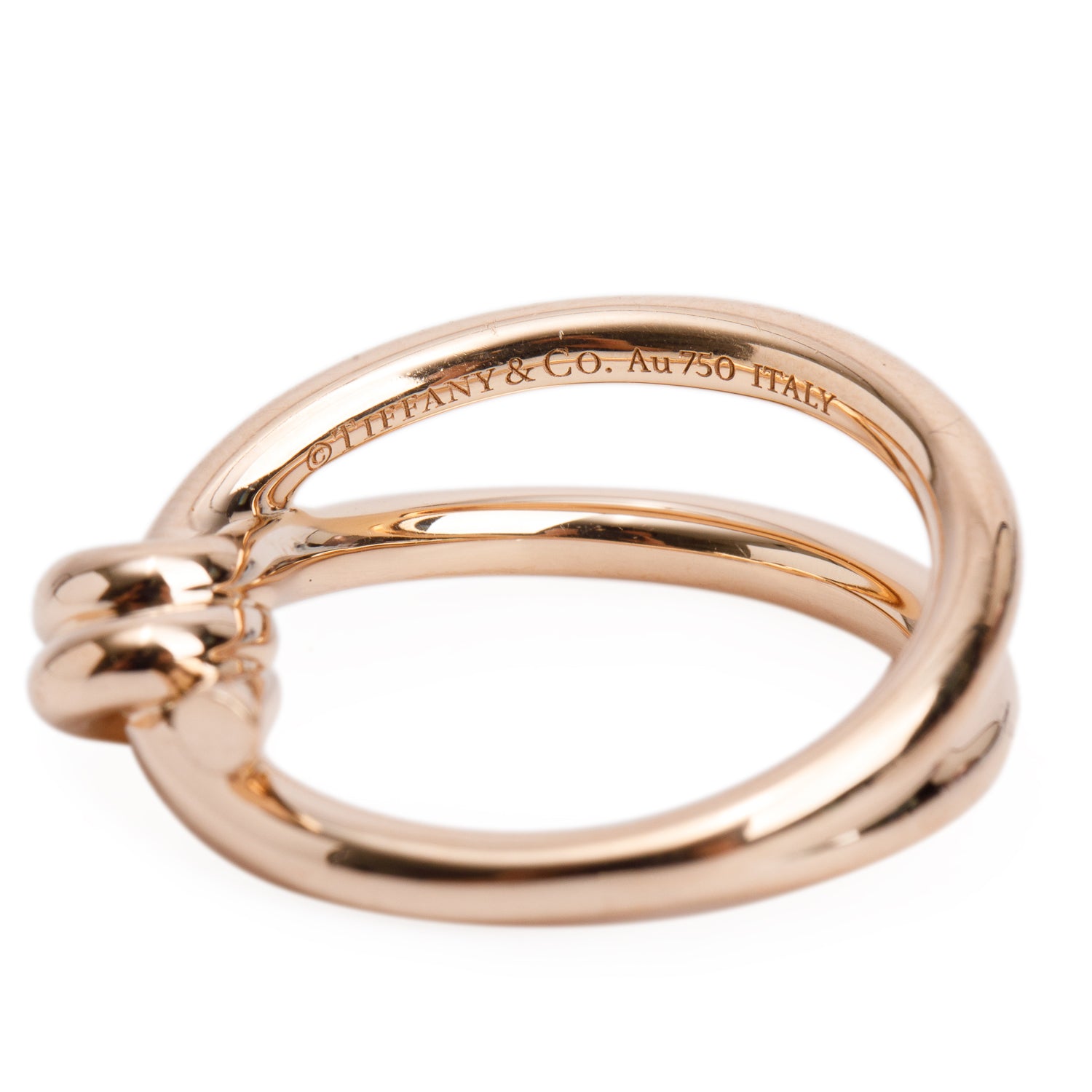 Tiffany & Co. 18k Rose Gold Knot Double Row Ring, Size 6.5 w/ Box