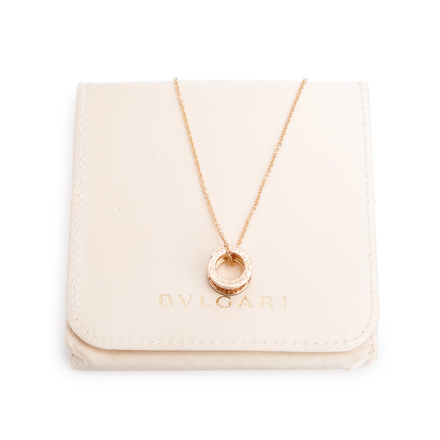 BVLGARI 18k Rose Gold Black Ceramic B.Zero1 Pendant Necklace
