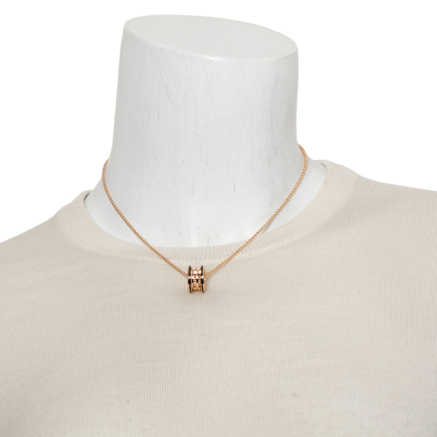 BVLGARI 18k Rose Gold Black Ceramic B.Zero1 Pendant Necklace