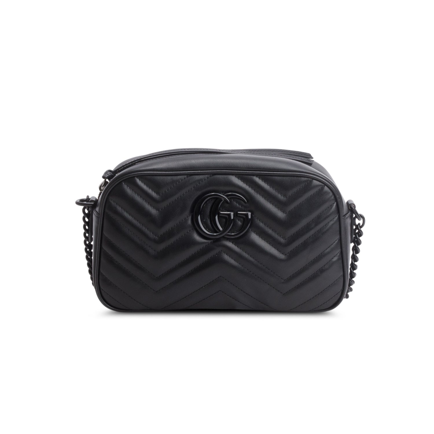 Gucci Black GG Marmont Matelasse Monochrome Small Camera Bag