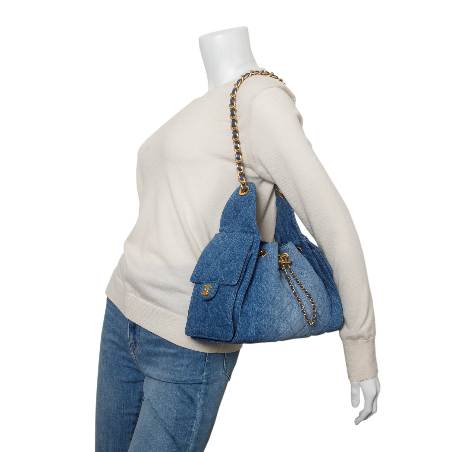 Chanel Blue Washed Denim Quilted Small 25 Handbag