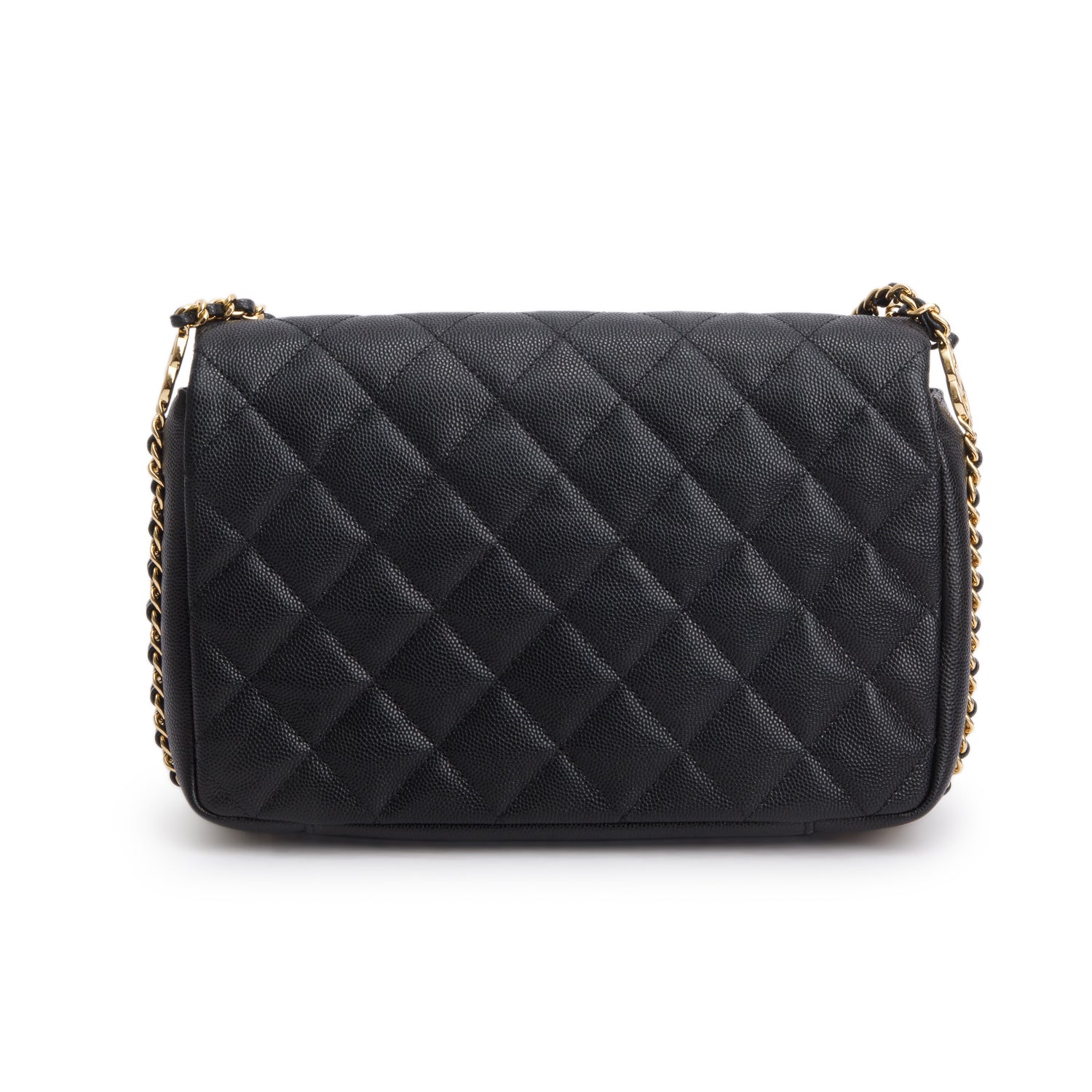 Chanel 2022 Black Caviar Quilted Leather Small CC You Flap Bag w/ Box & Receipt