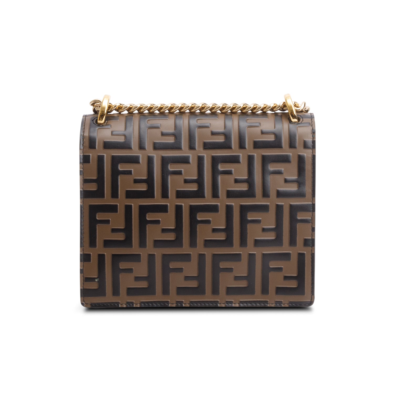 Fendi 2021 Vitello Liberty Bi-Color FF 1974 Embossed Small Kan U Shoulder Bag
