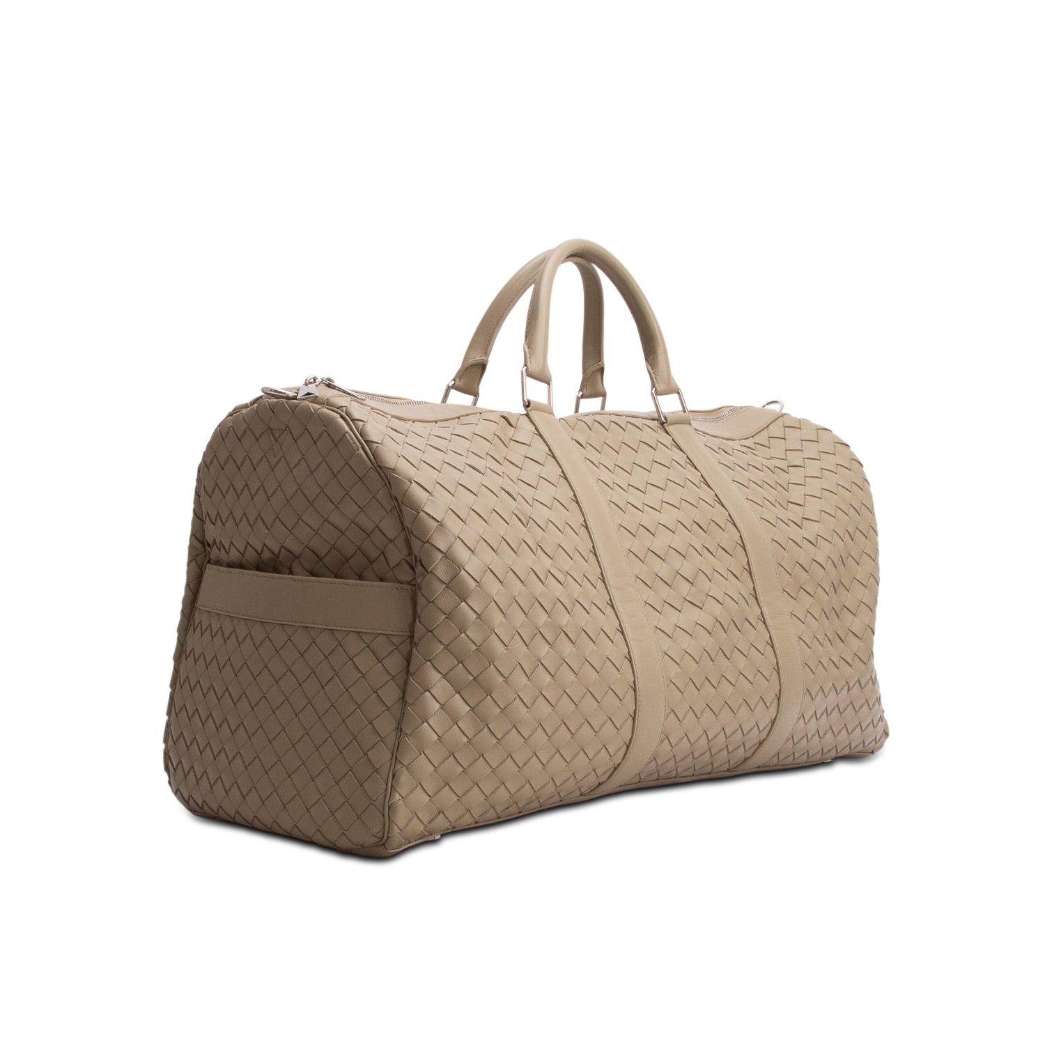 Bottega Veneta Green Nappa Intrecciato Large Duffle Bag w/ Strap & Pouch
