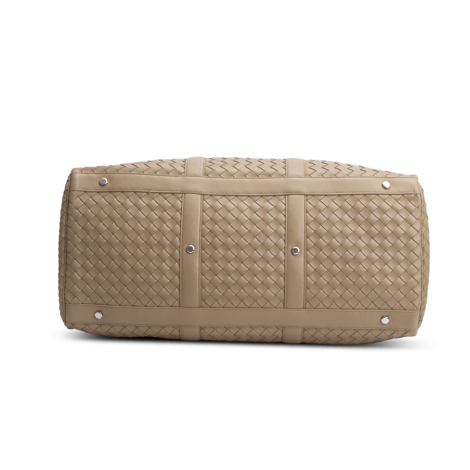 Bottega Veneta Green Nappa Intrecciato Large Duffle Bag w/ Strap & Pouch