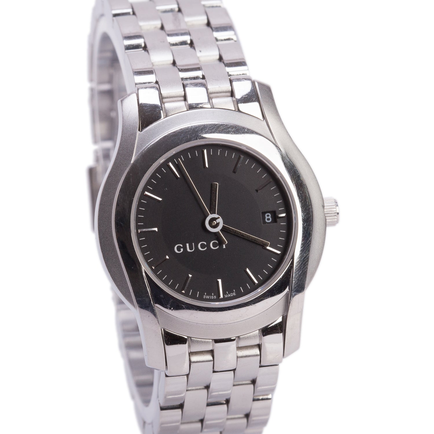Gucci Stainless Steel 5500 Series 27 MM Watch Black Dial