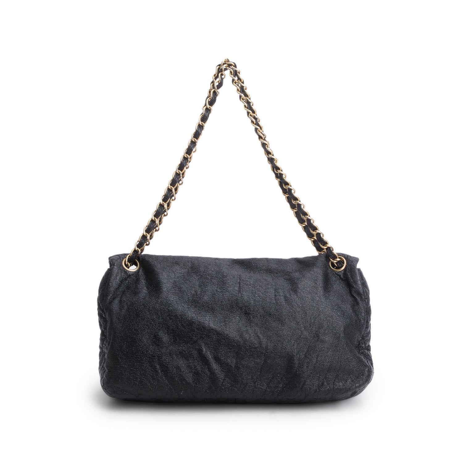 Chanel Black Vinyl Rock and Chain Medium Flap