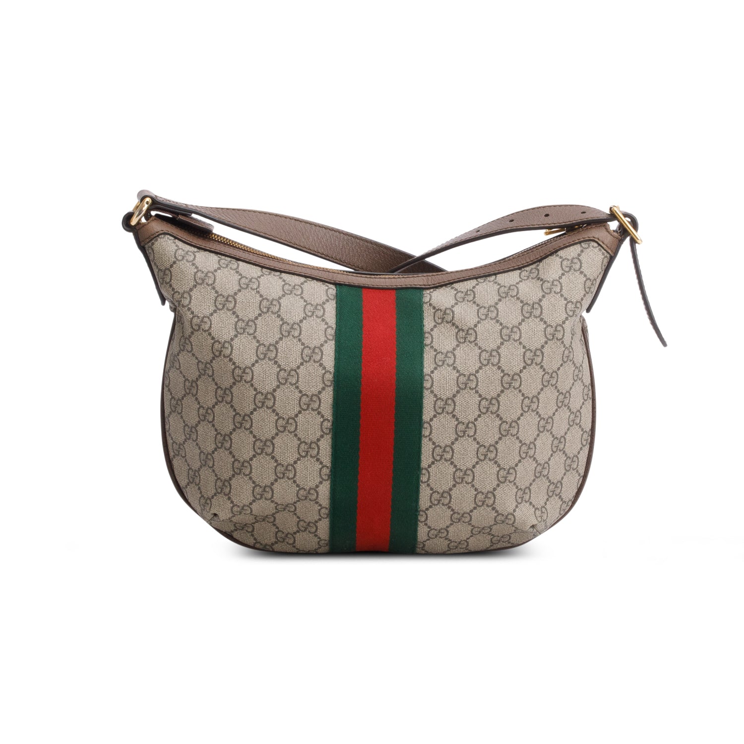 Gucci GG Supreme Monogram Textured Dollar Calfskin Web Small Ophidia Half Moon Hobo w/ Box