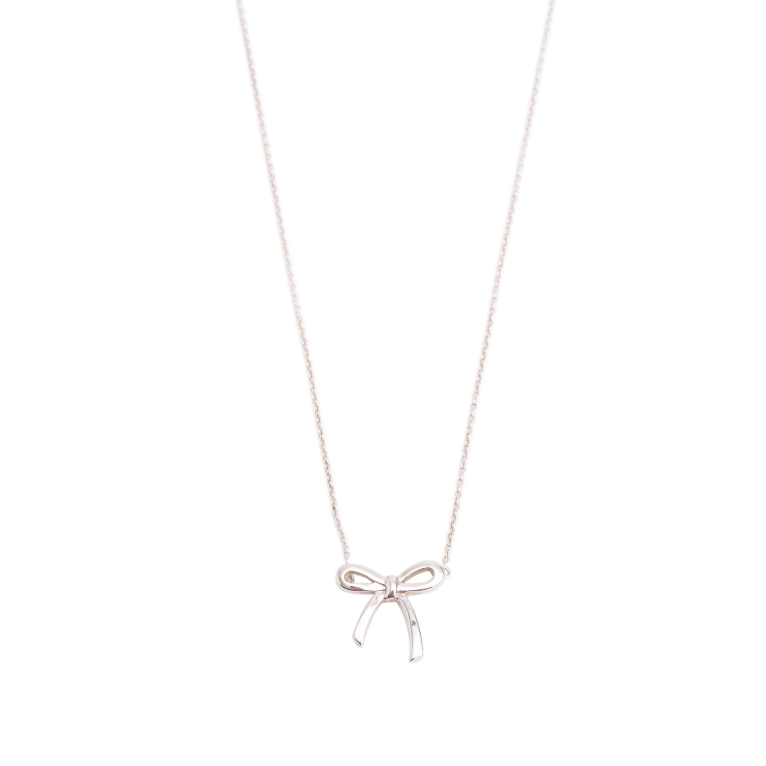 Tiffany & Co. Sterling Silver Mini Bow Pendant Necklace