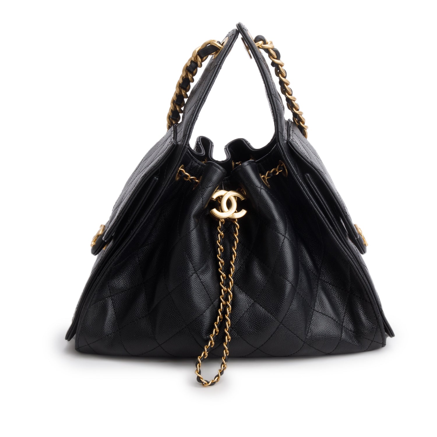 Chanel Black Caviar Leather 25 Small Handbag w/ Box