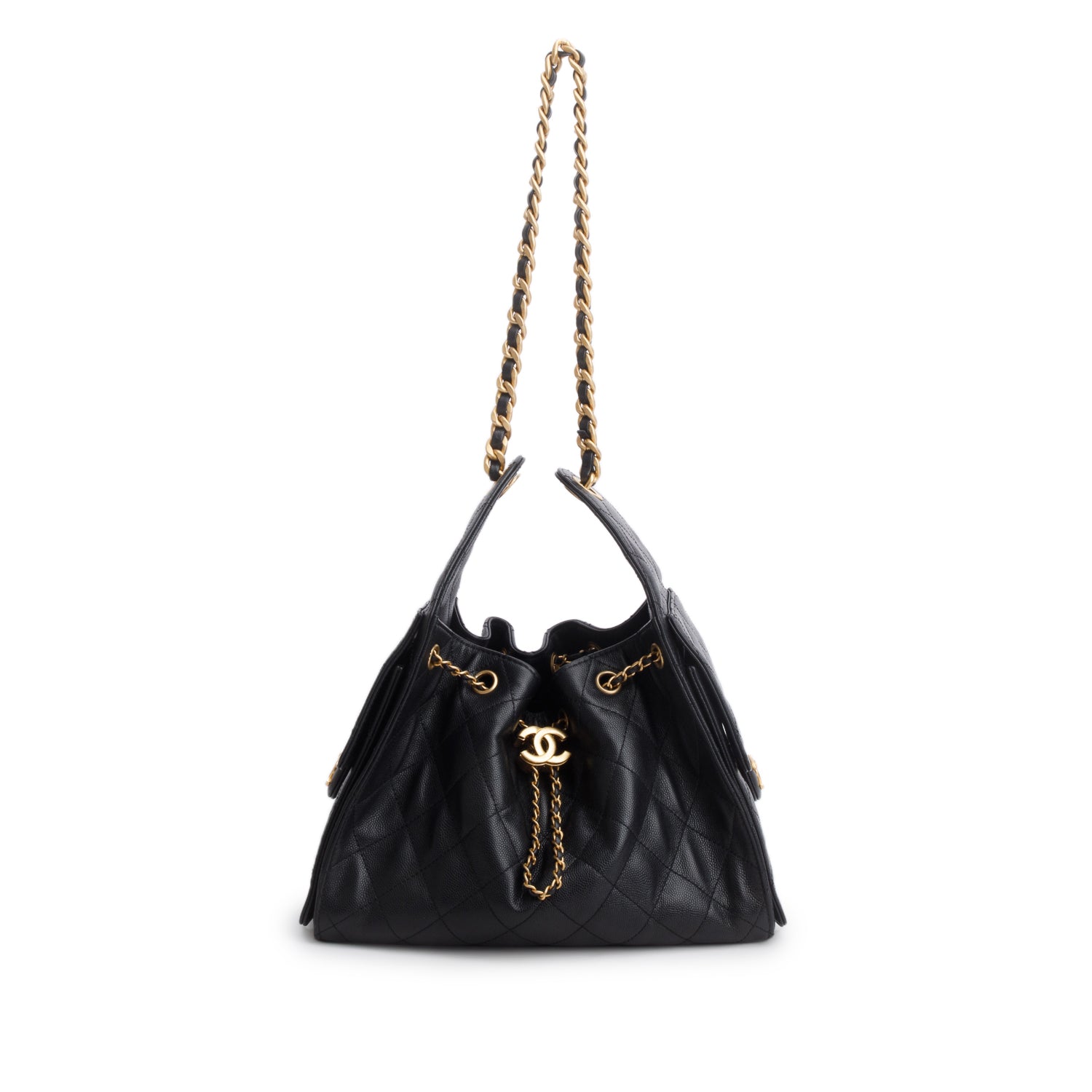 Chanel Black Caviar Leather 25 Small Handbag w/ Box
